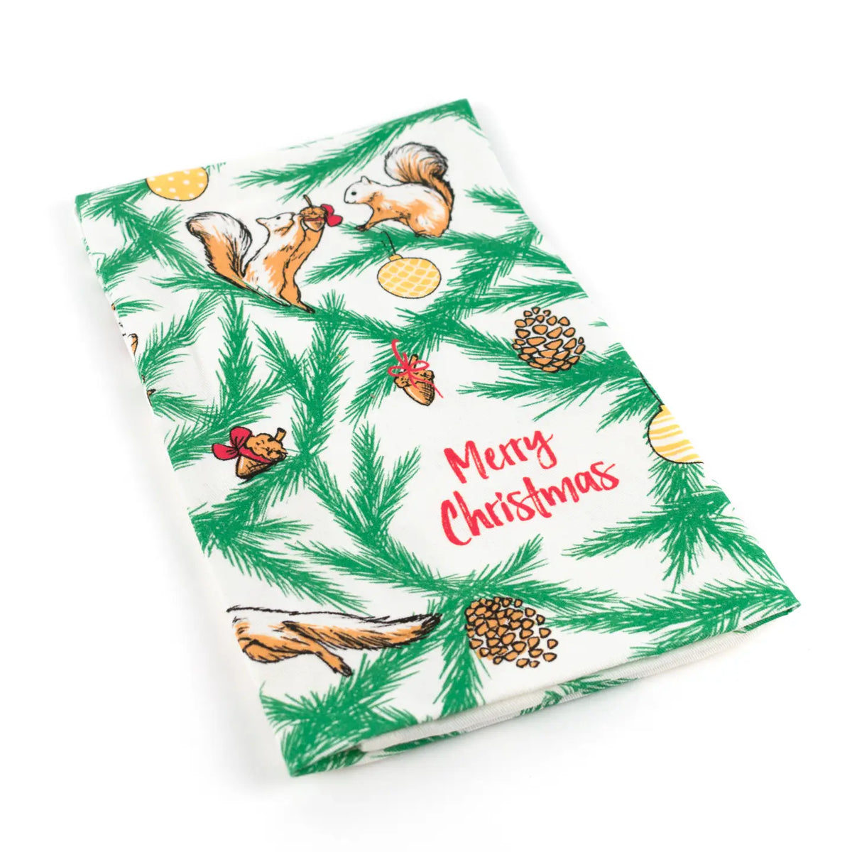 Squirrels Holiday Tea Towel