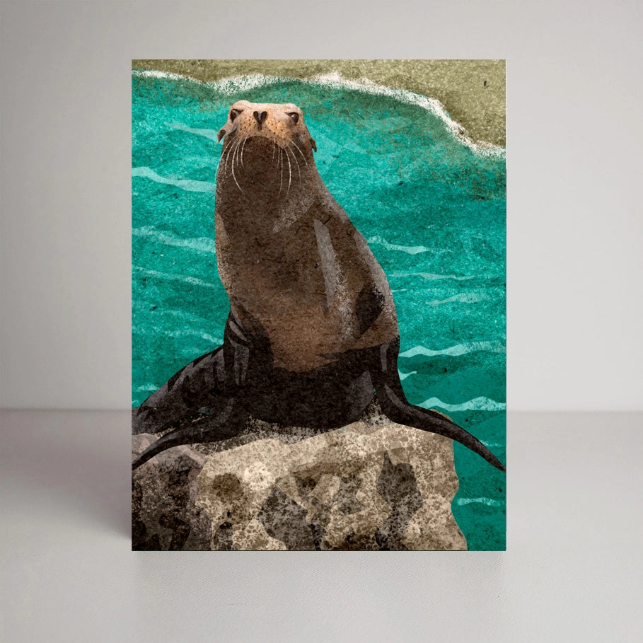Sea Lions Blank Greeting Card by Studio Sardine