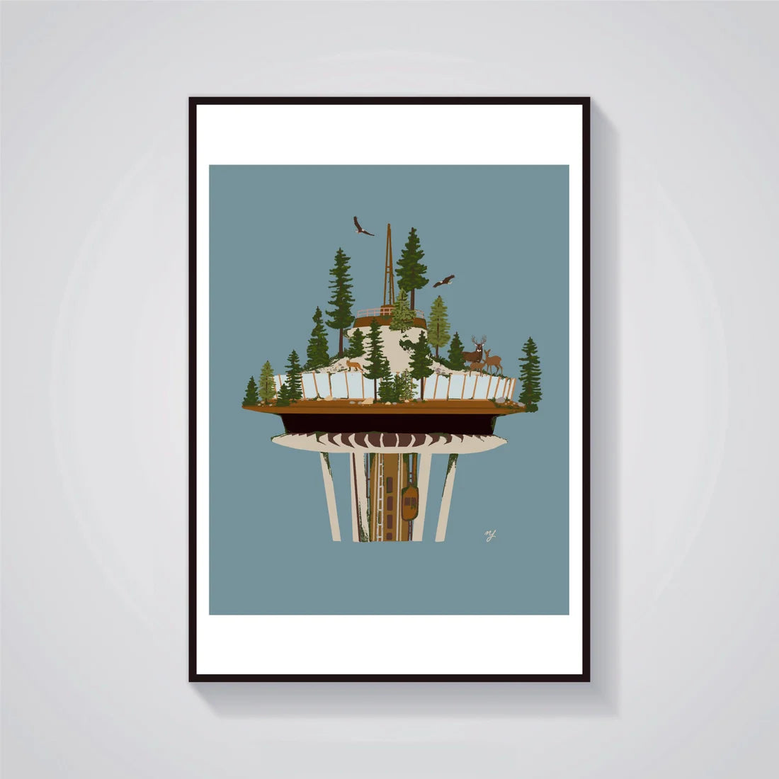 Seattle Overgrown Space Needle Giclee Print