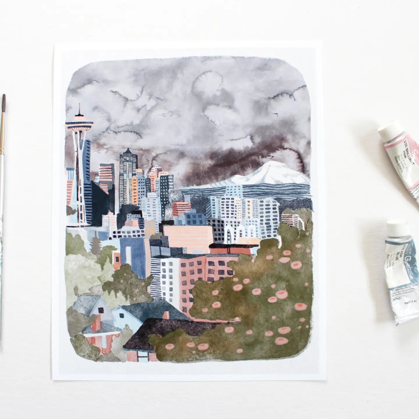 Seattle Night Skyline Print