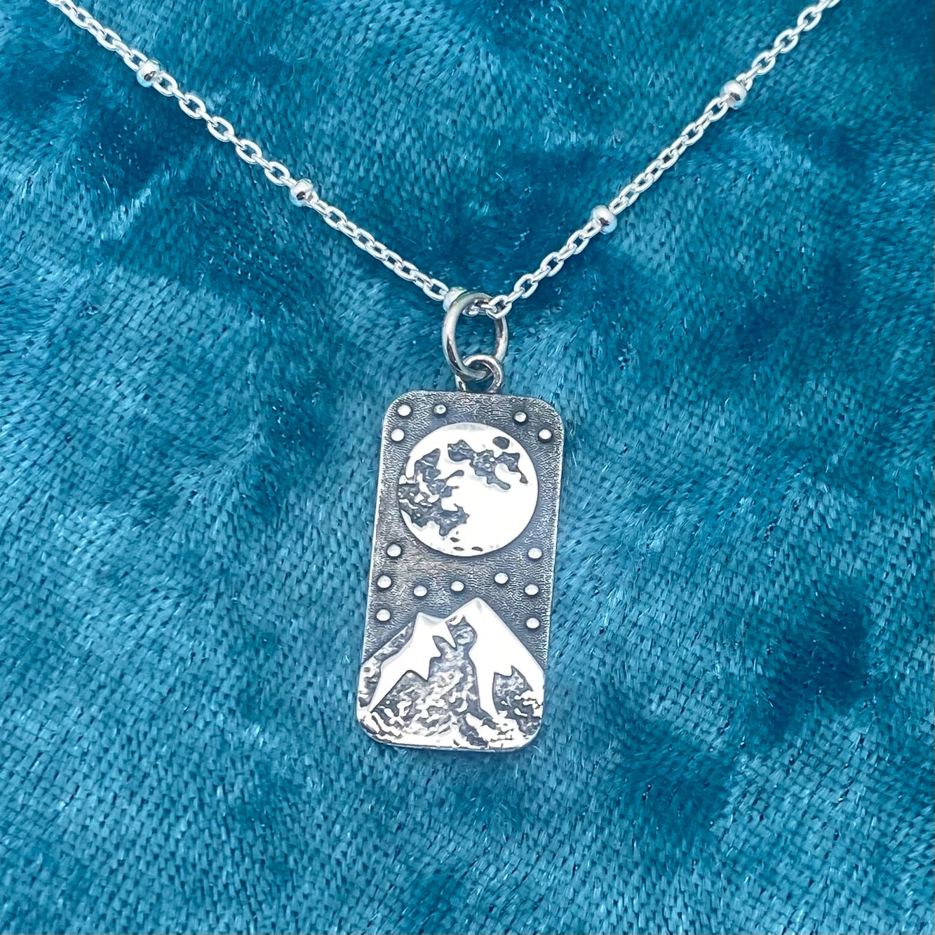 Sterling Silver Moon Phase Mountains Necklace