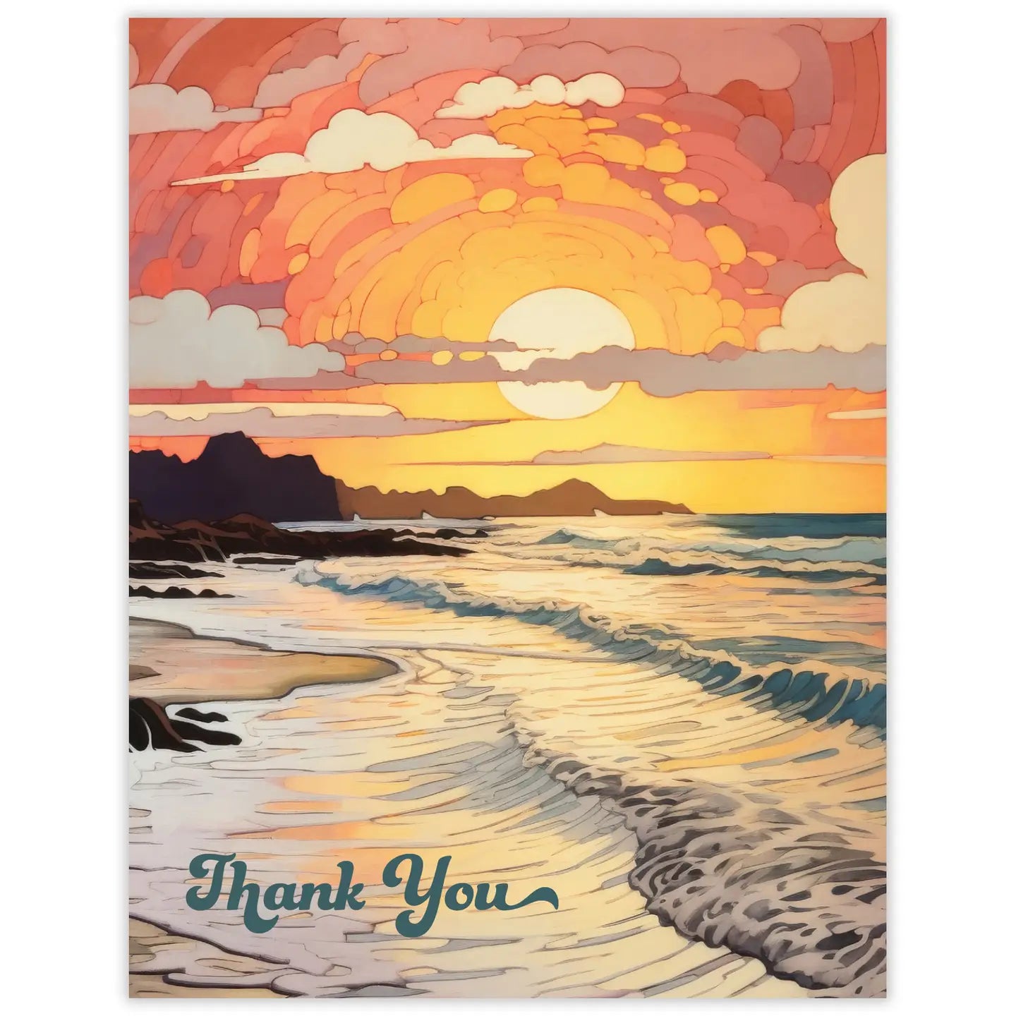 Sunrise Waves Thank you Card