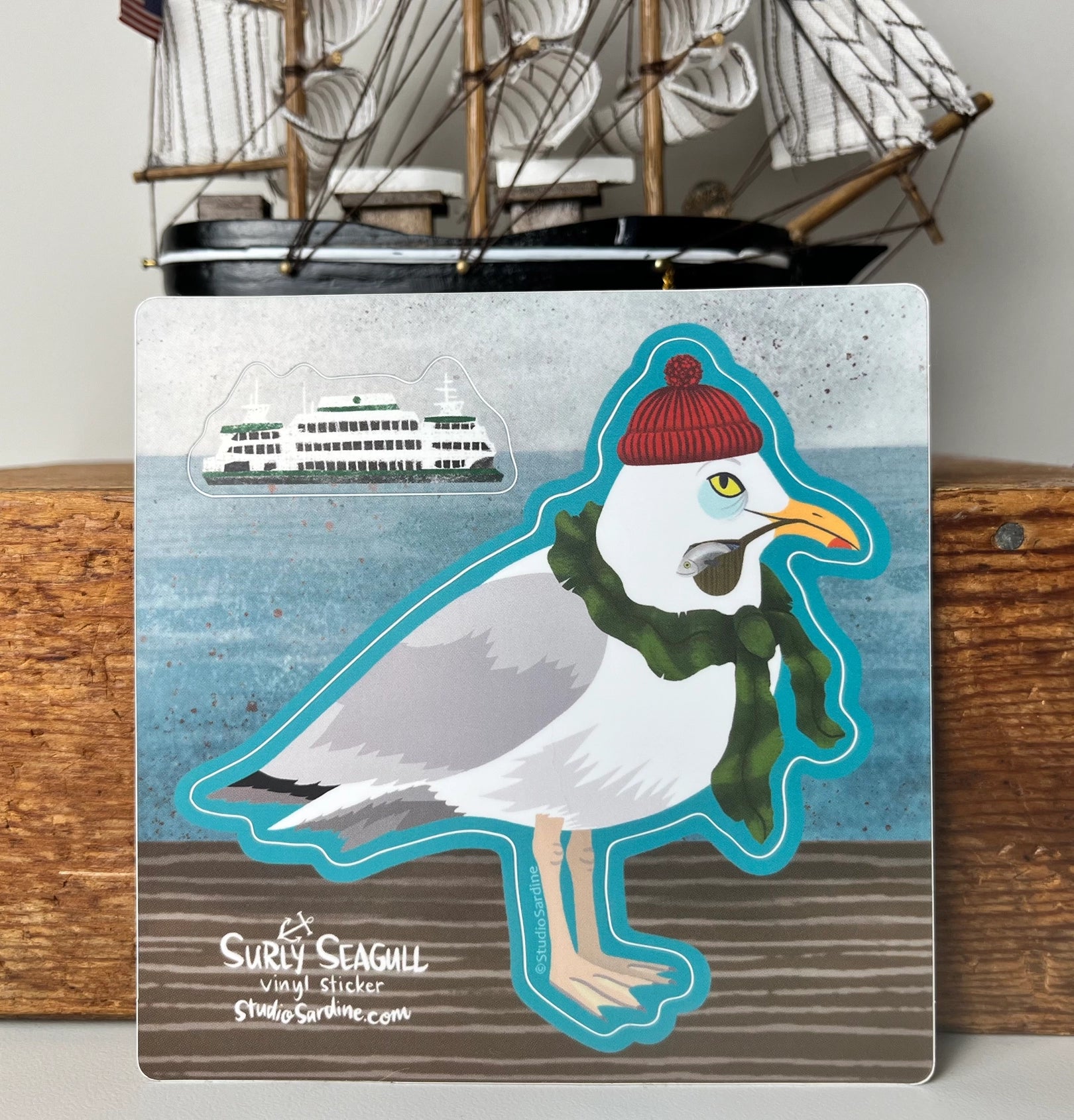 Helmsman Surly Seagull and Ferry Boat Sticker Sheet