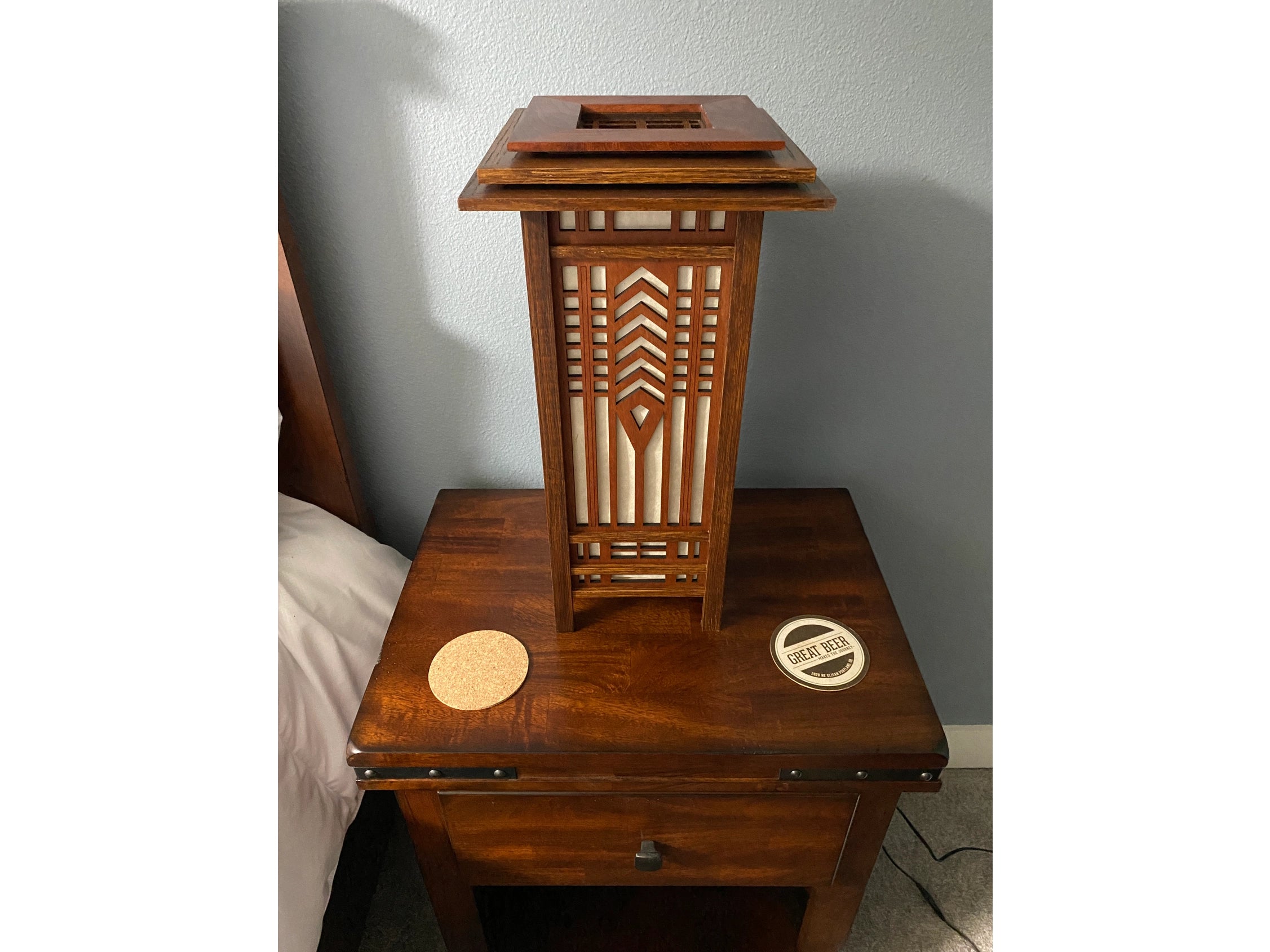 Tree of Life Table Lamp - Walnut Mahogany - Large