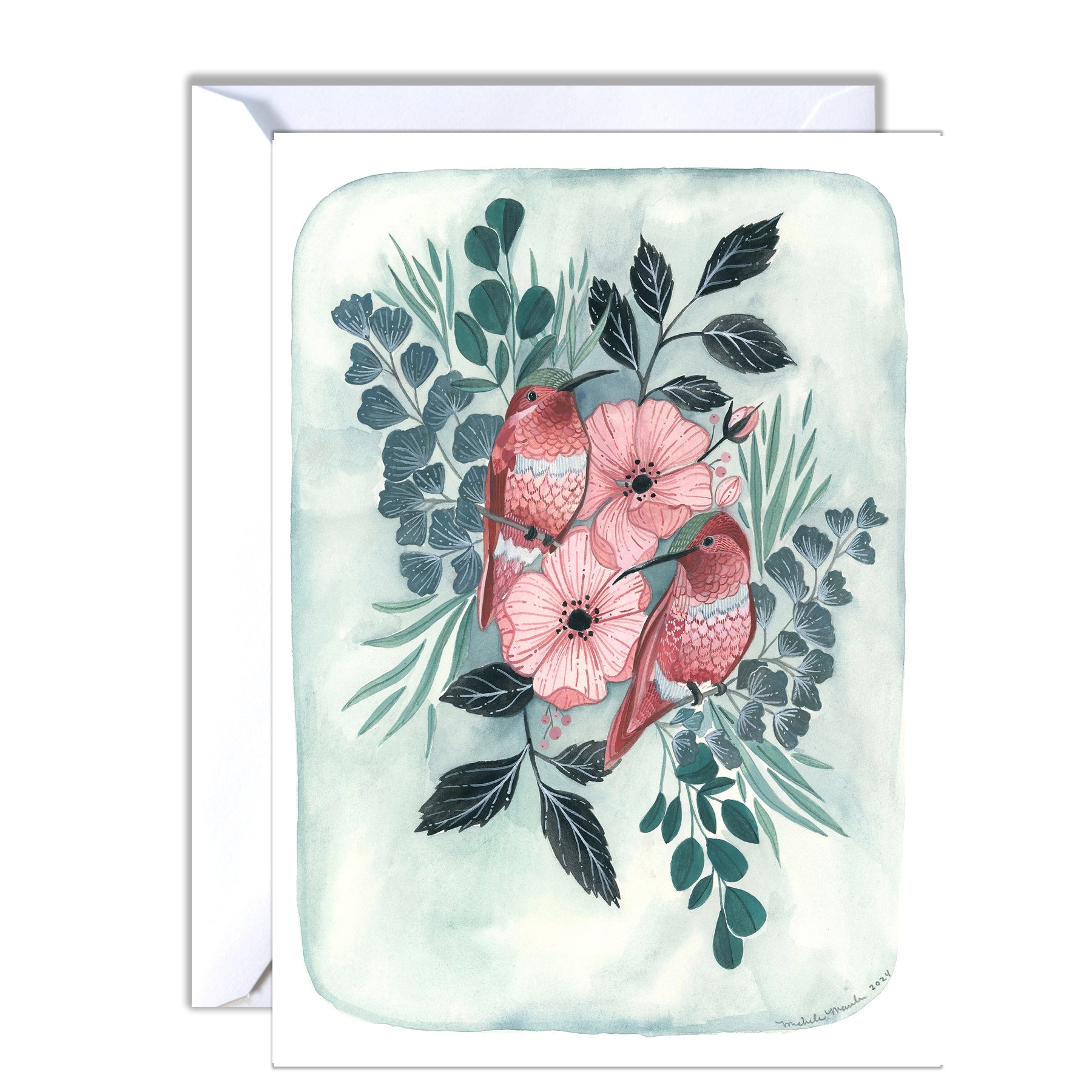 Two Hummingbirds Card