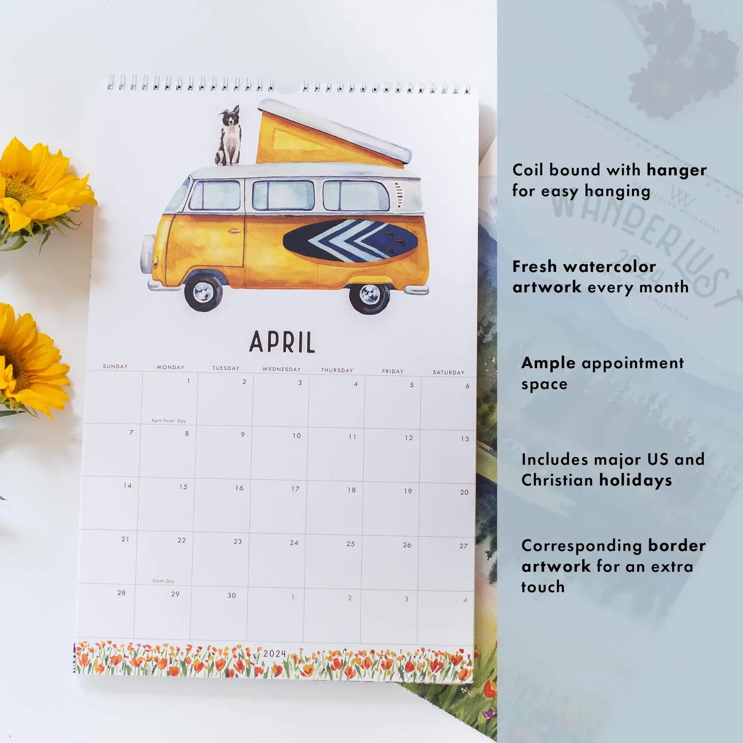Wanderlust 2024 Illustrated Wall Calendar