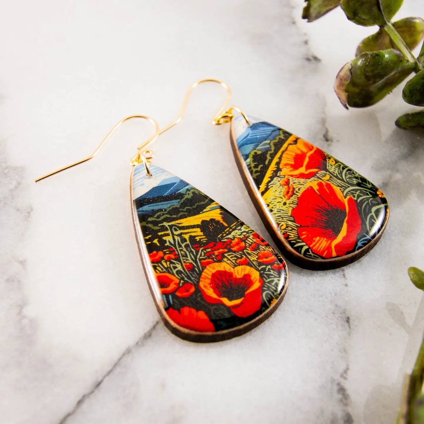 Wild Poppies Oversize Teardrop Earrings