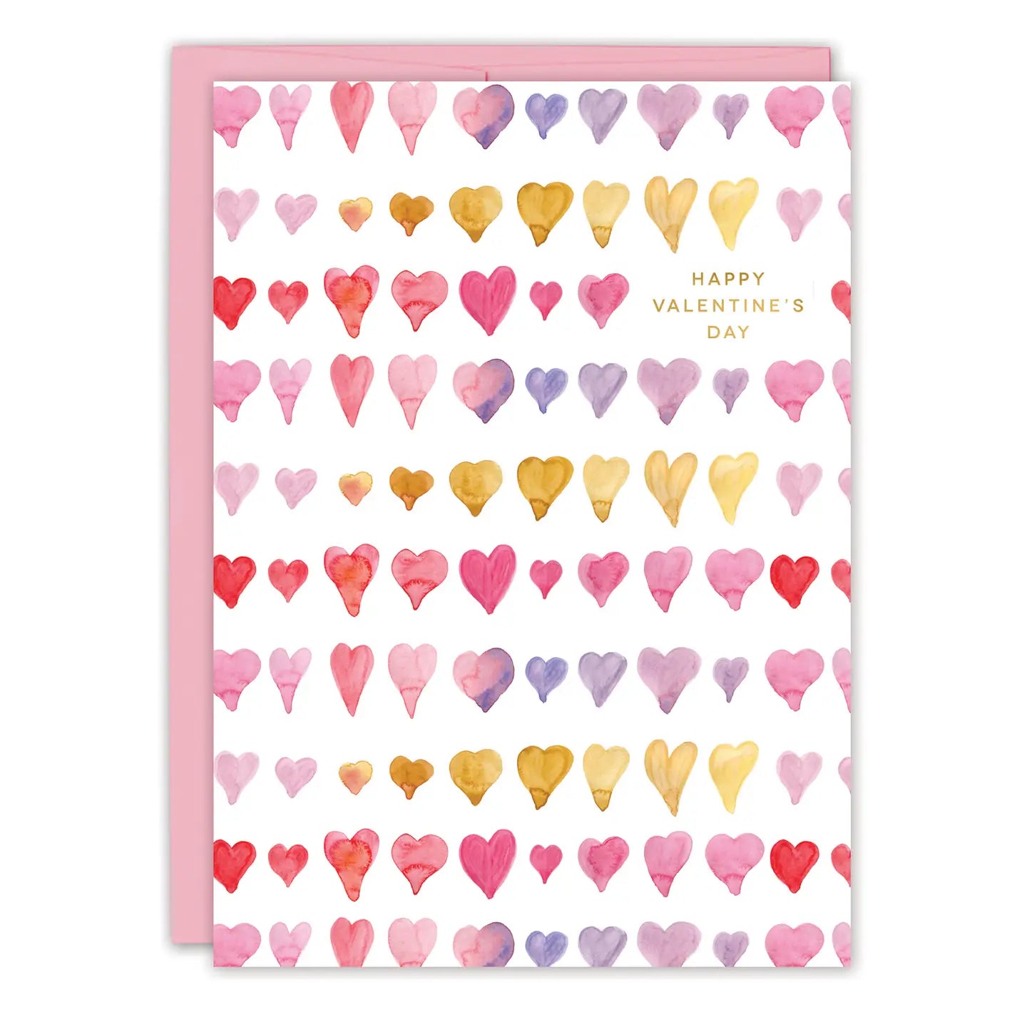 Watercolor Hearts Valentine's Day Card