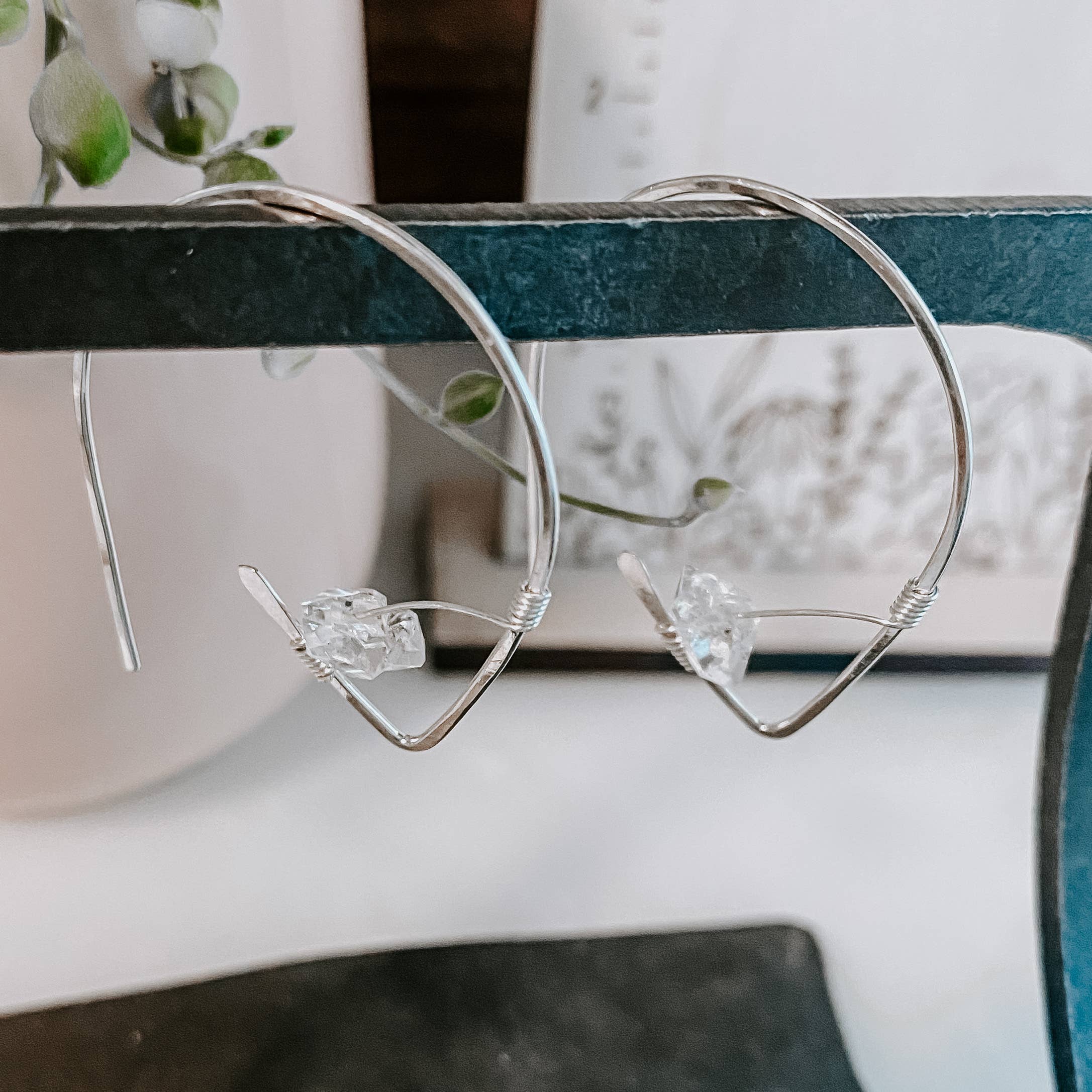 Herkimer Diamond Threader Earrings: 14k Gold Fill