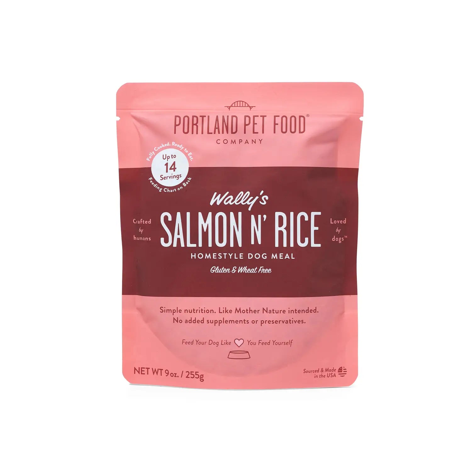 Wally's Salmon N' Rice Human Grade Fresh Wet Food Dog Pouch