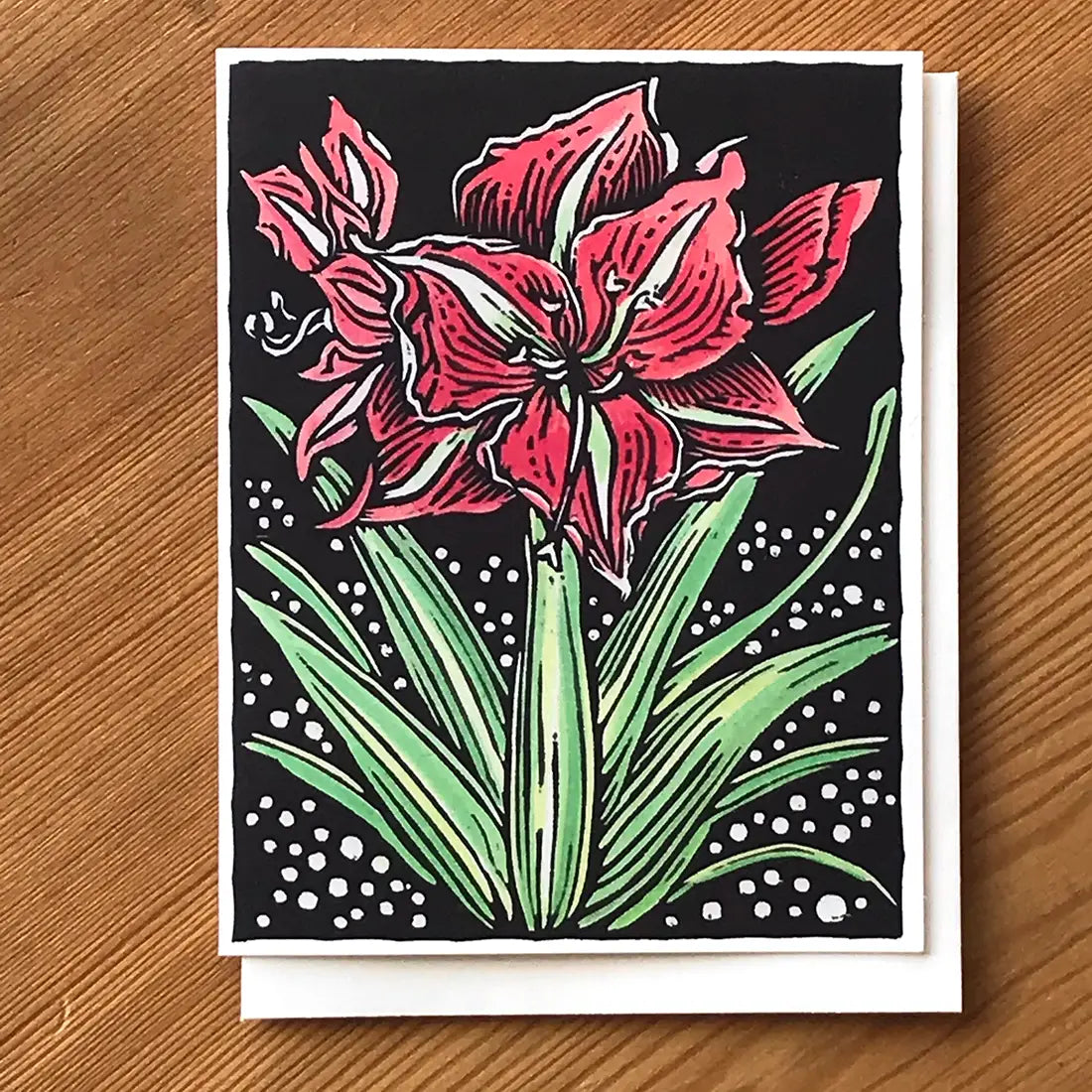 Colorful Amaryllis Holiday Notecard