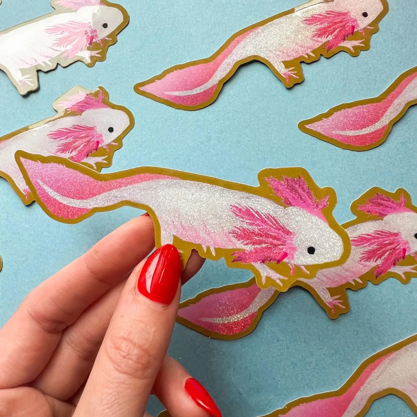 Glitter Axolotl Sticker