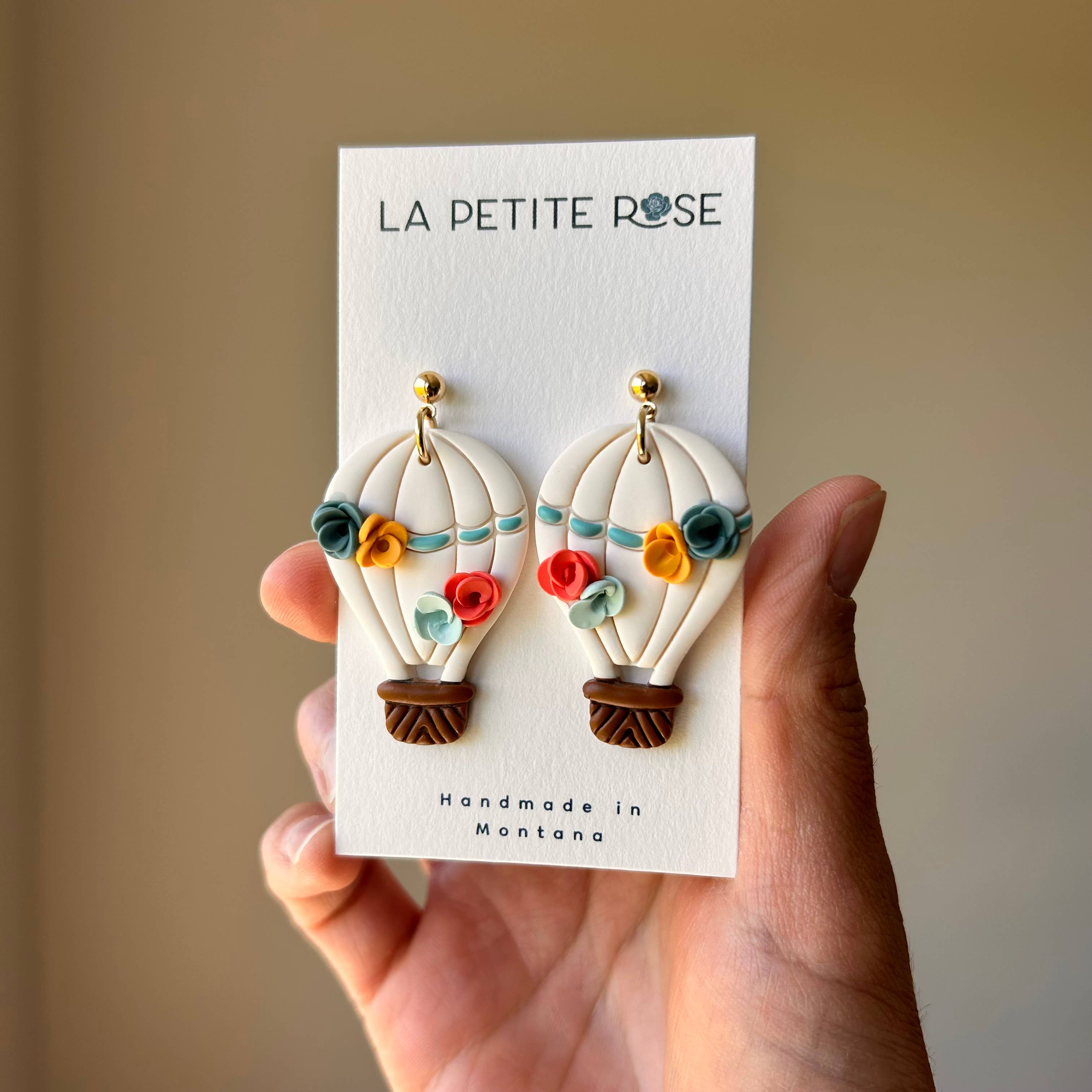 Floral Hot Air Balloon Earrings, Dangle Jewelry