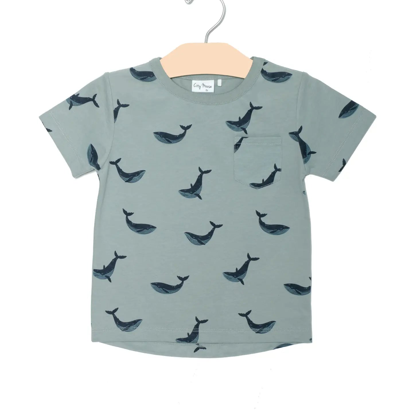 Boy Pocket Tee - Blue Whales