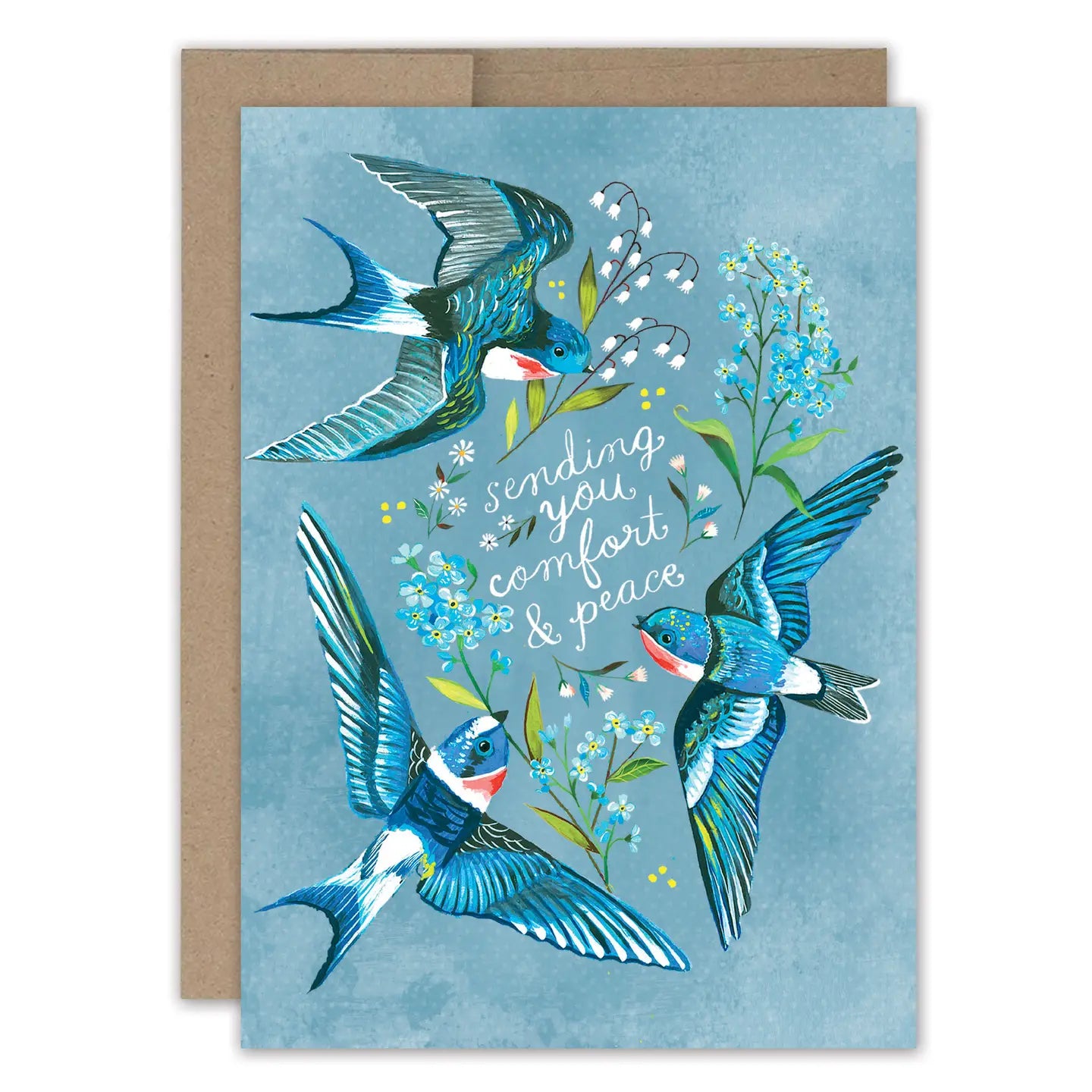 Swallows Sympathy Card Blue