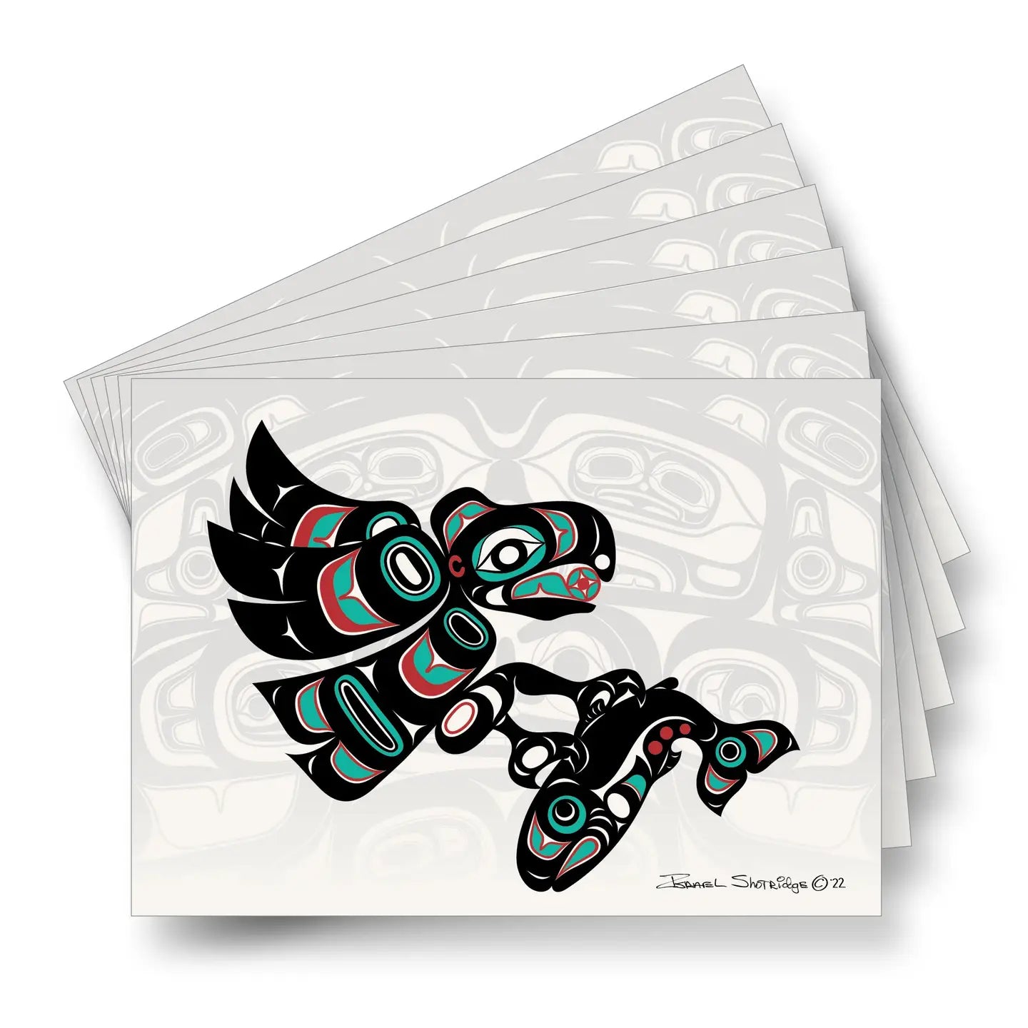 Eagle Salmon & Screen - Sleeved Formline Art Card