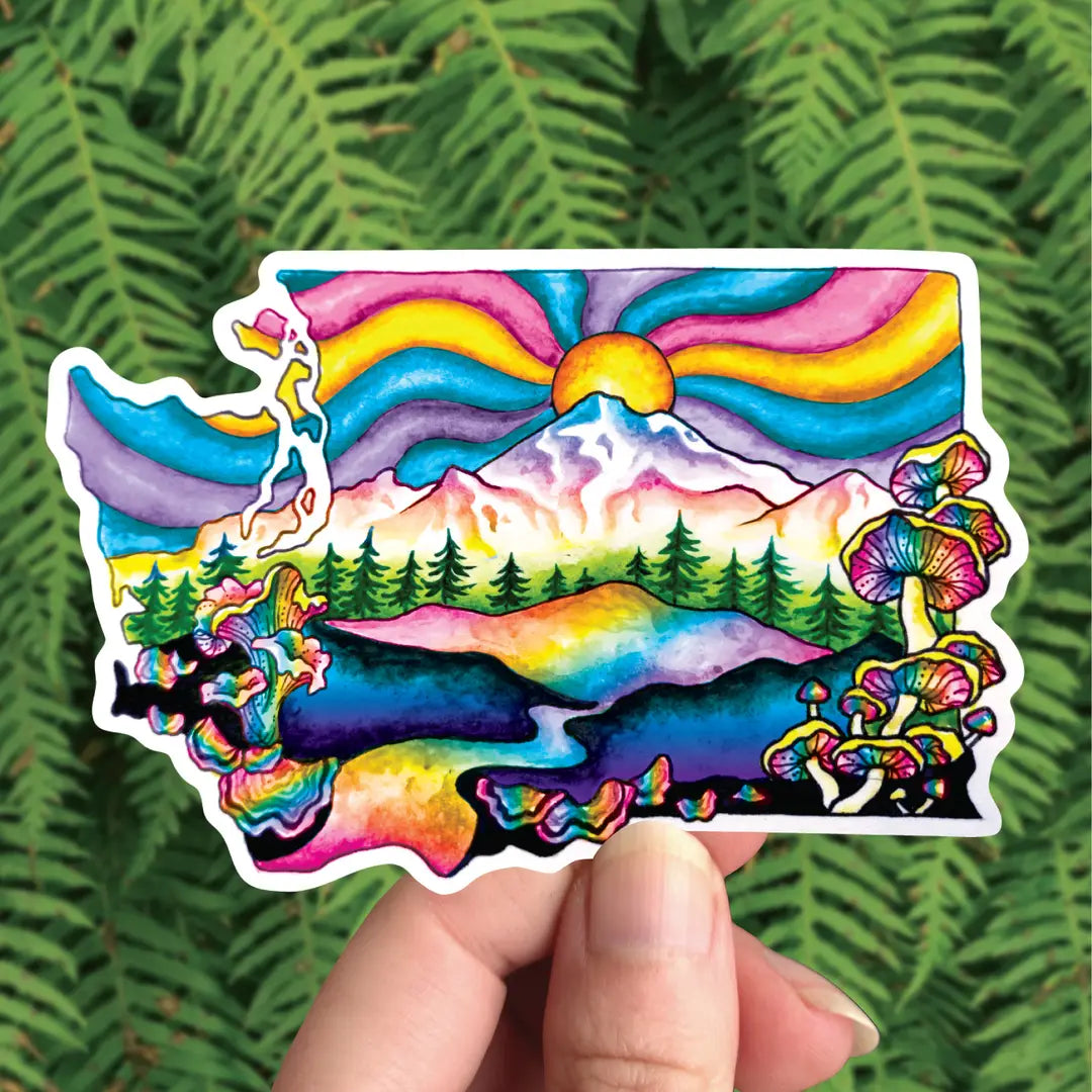 Washington Pride - Vinyl Sticker - Lgbtq Mushroom Pnw State