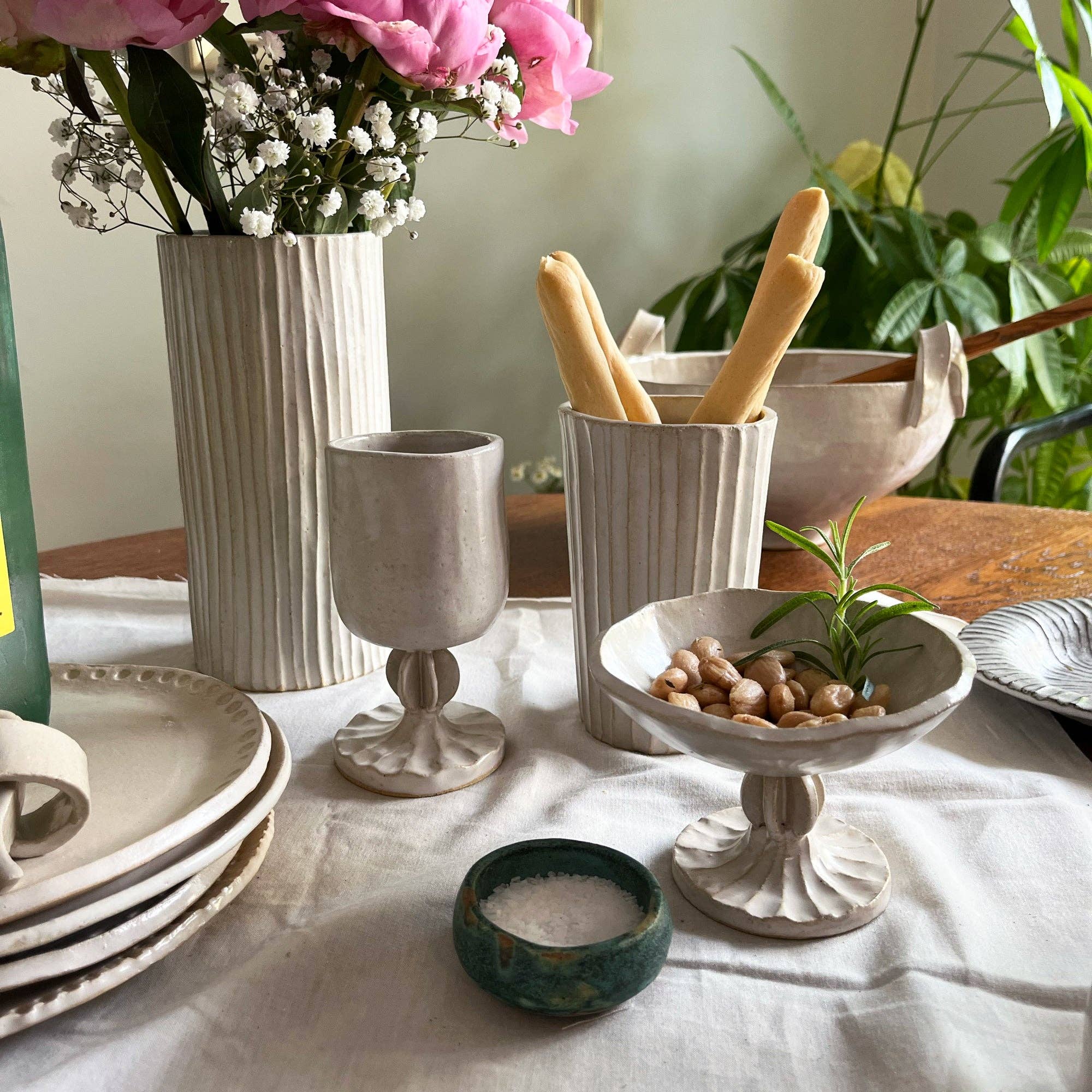 Tall Ribbed Vase: Large