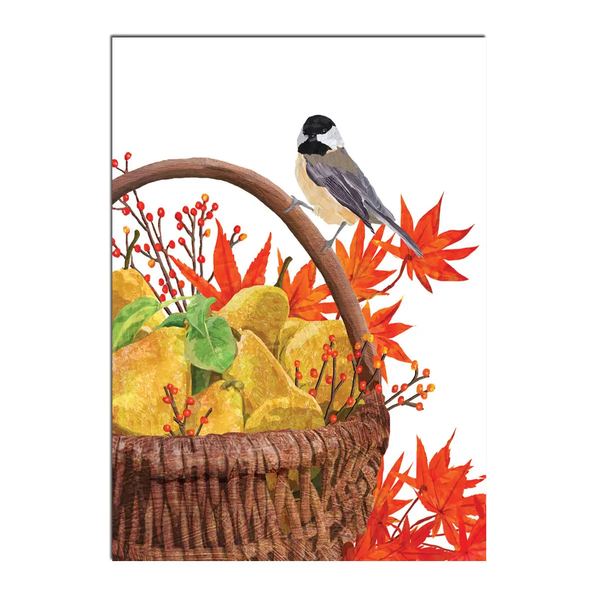 Chickadee and Basket Greeting Card