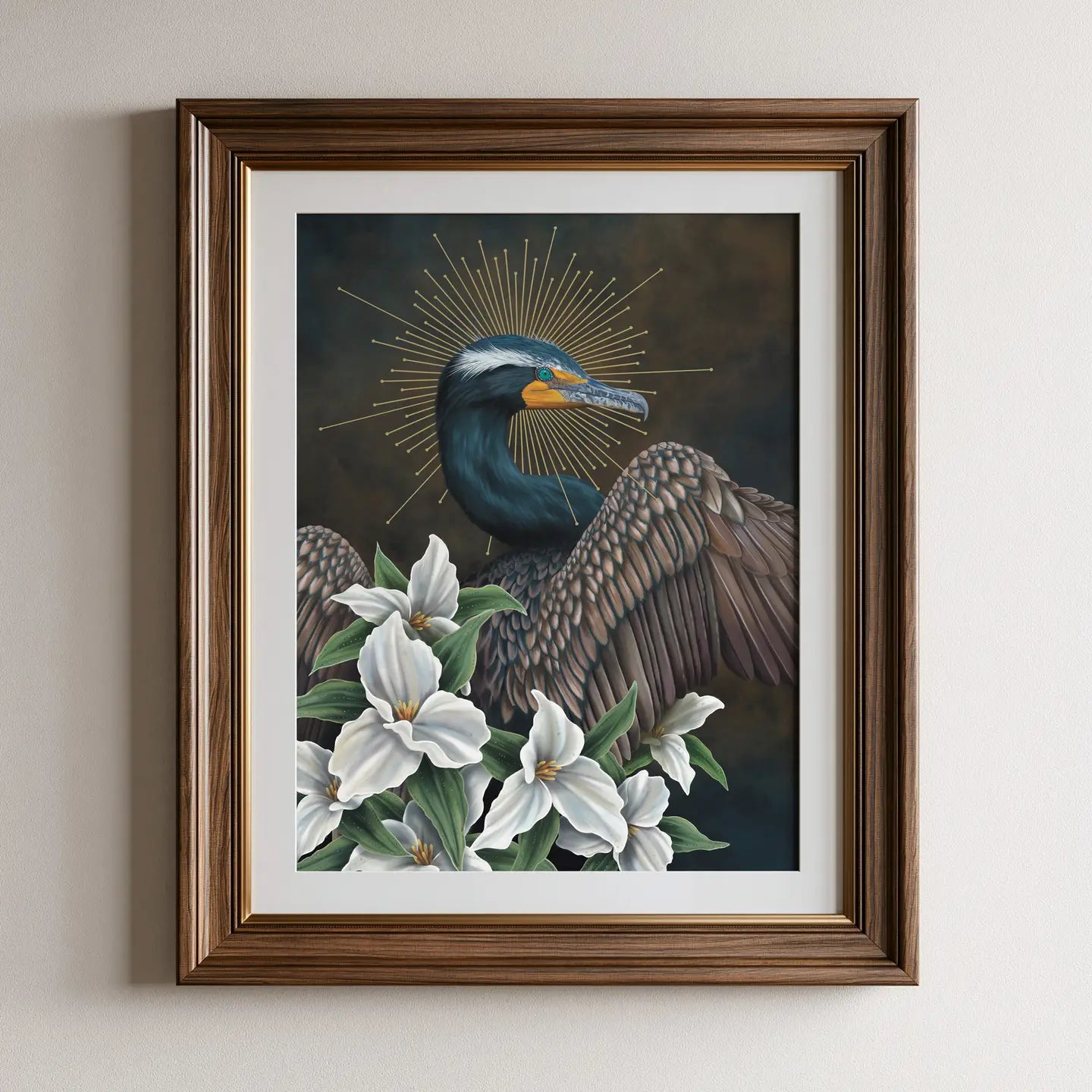 Cormorant & Trilliums Fine Art Print