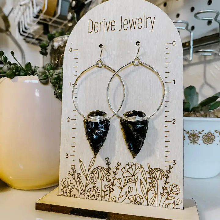 Nala Obsidian Arrowhead Hoops