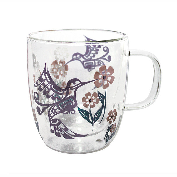 Double Walled Glass Mug - Hummingbird by Francis Dick