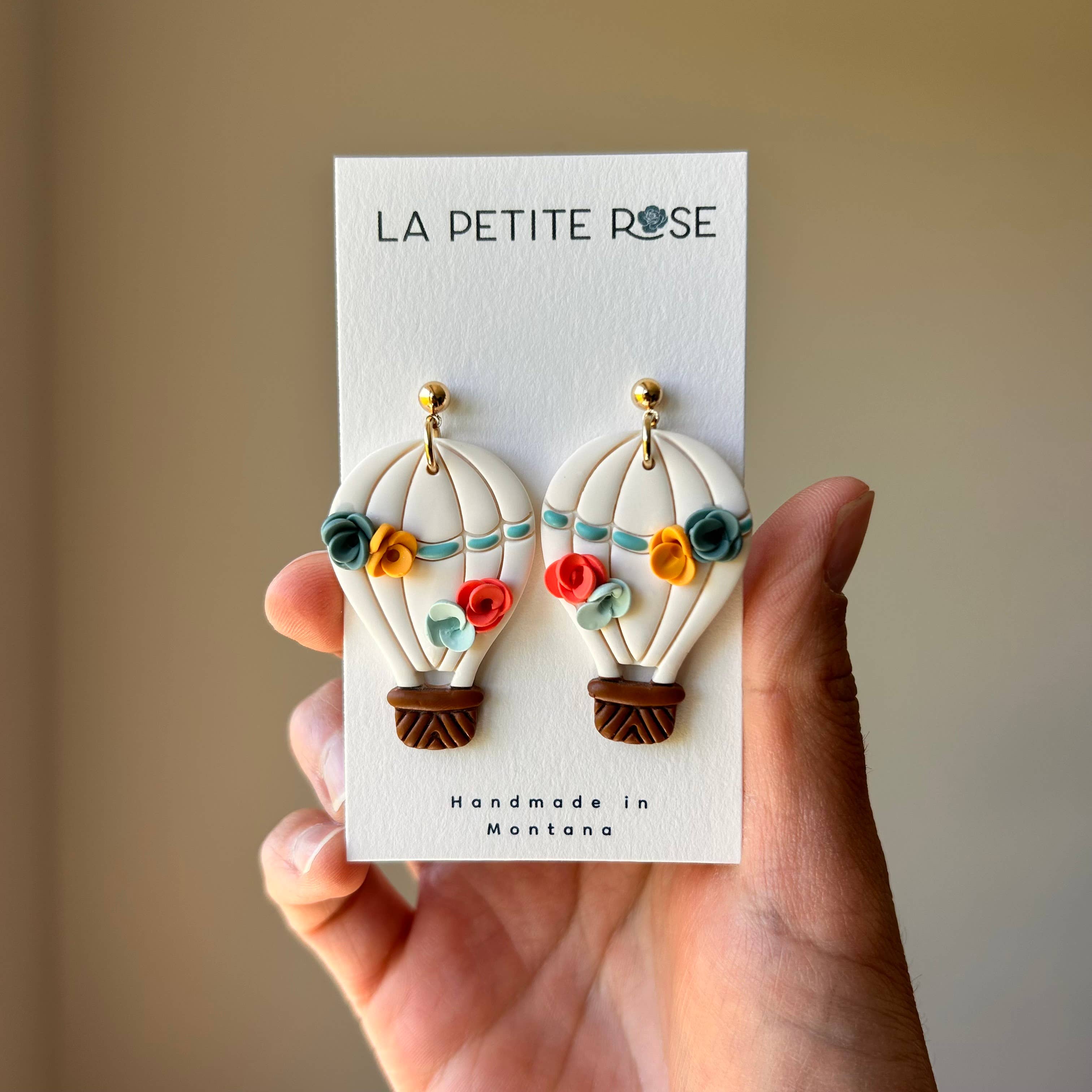 Floral Hot Air Balloon Earrings, Dangle Jewelry