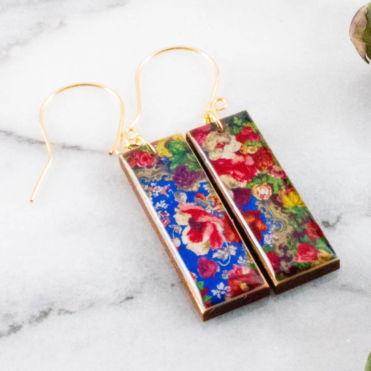 Baroque Floral Rectangle Earrings