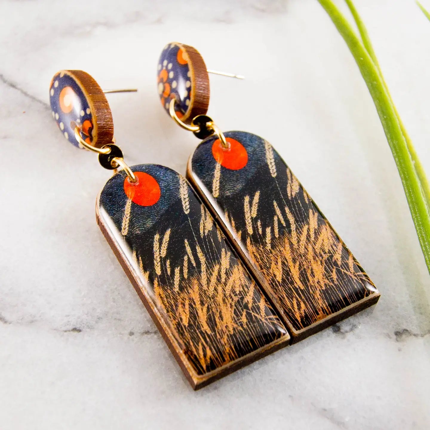 Harvest Wheat Field Drop Post Earrings