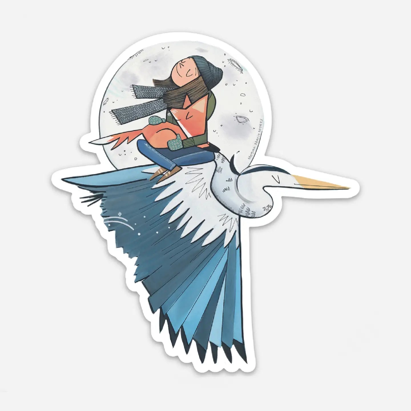Winter Heron Sticker
