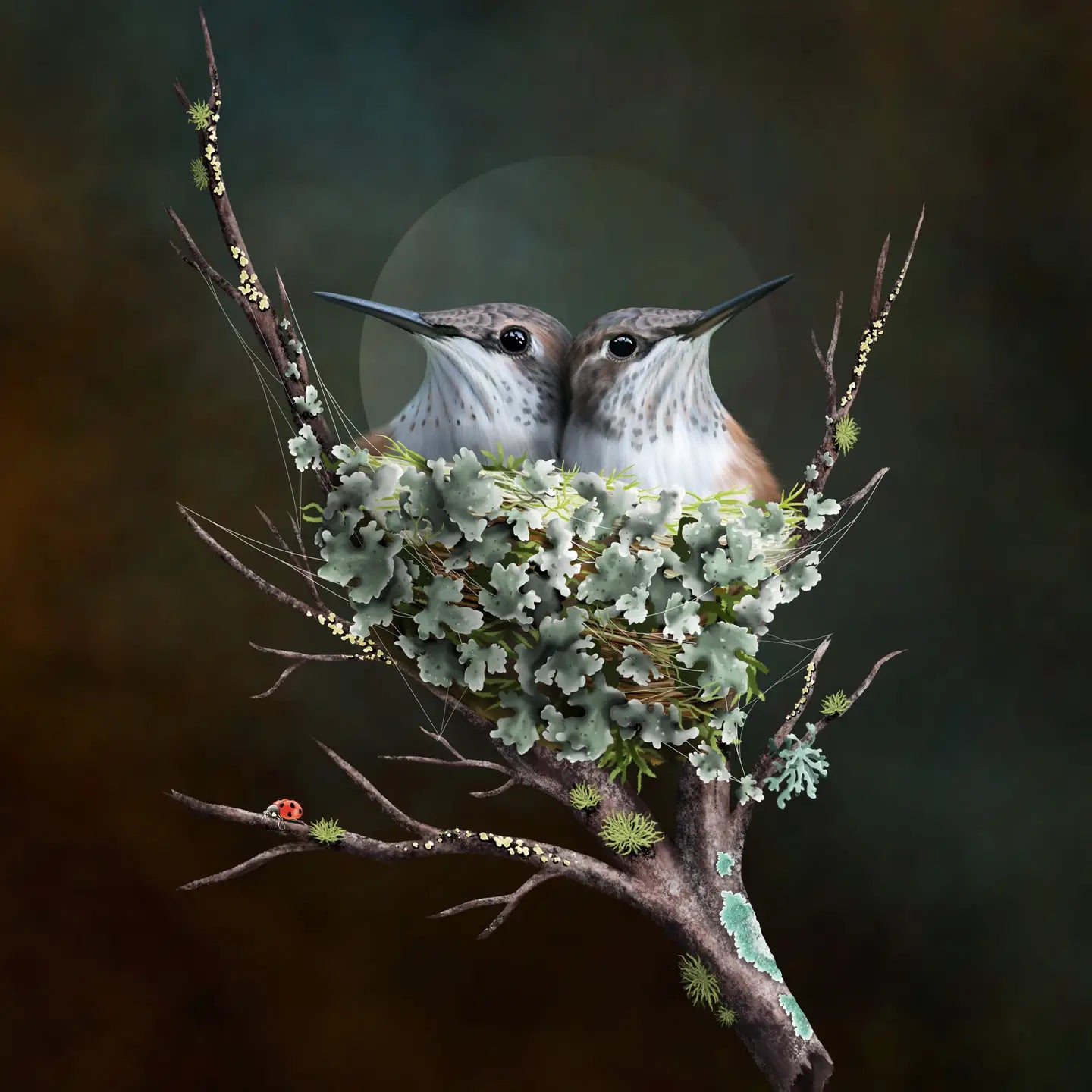 Baby Hummingbirds Greeting Card