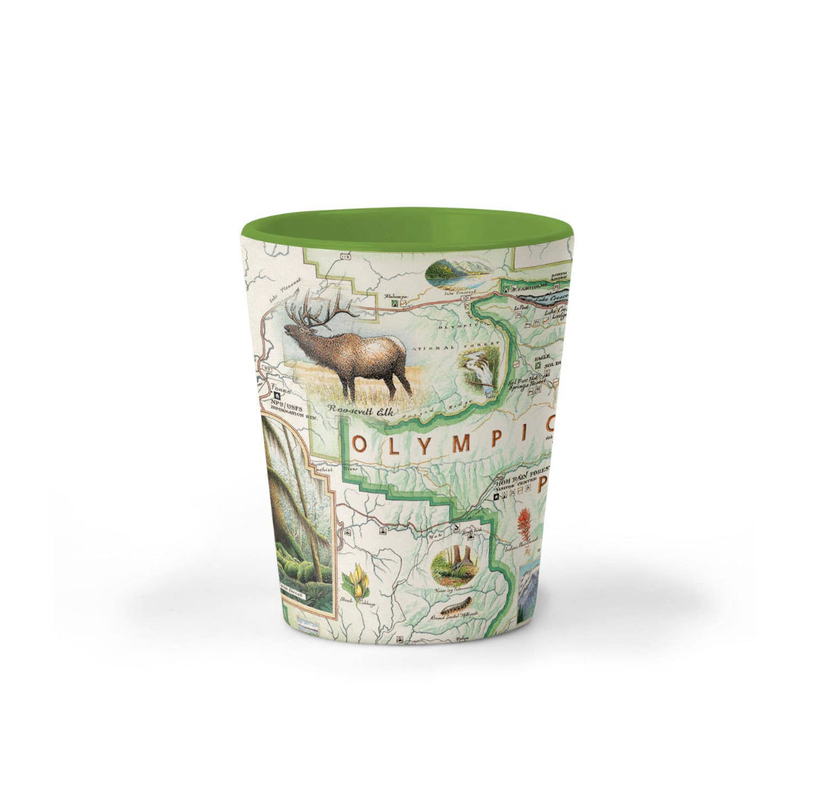 Olympic National Park Map Ceramic Shot Glass
