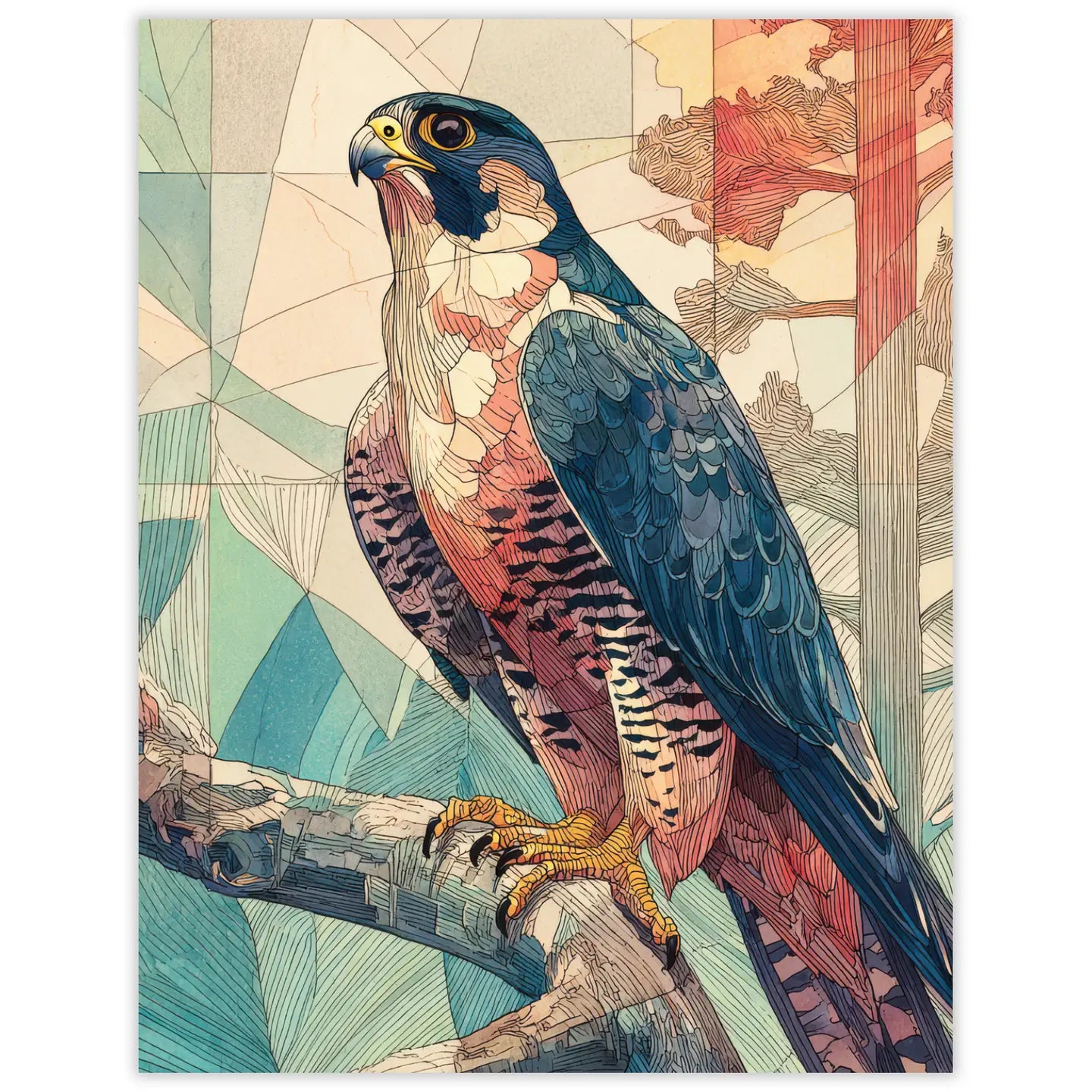 Peregrine Falcon - Recycled Blank Notecard For Bird Lovers