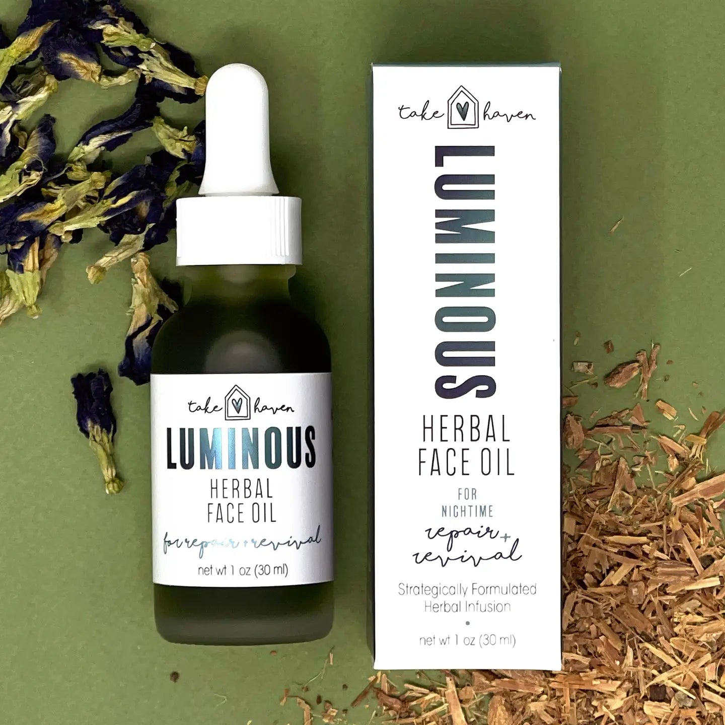 Luminous evening face oil