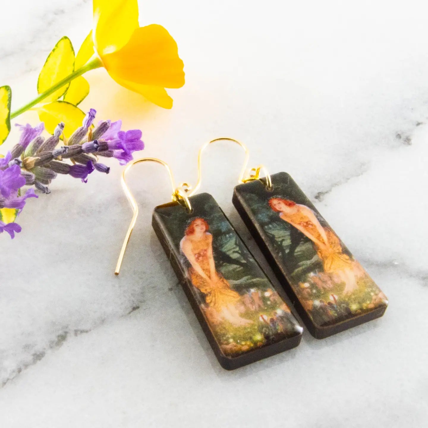 Midsummer Eve Tapered Rectangle Earrings