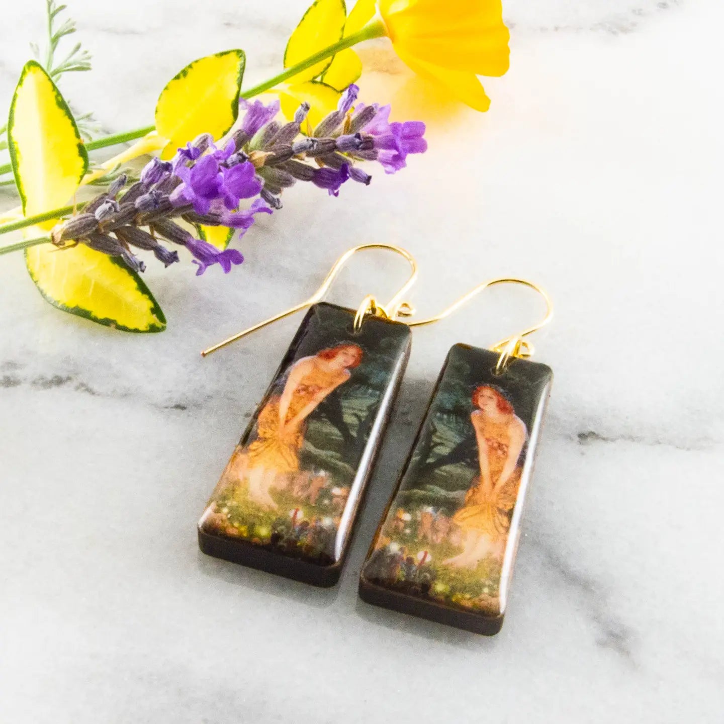 Midsummer Eve Tapered Rectangle Earrings