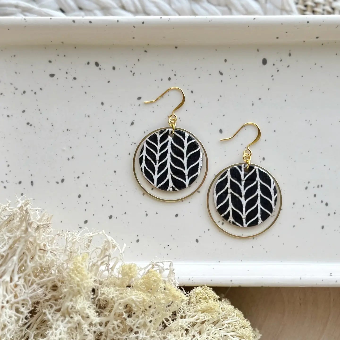 Mina Hoops Feather Earrings
