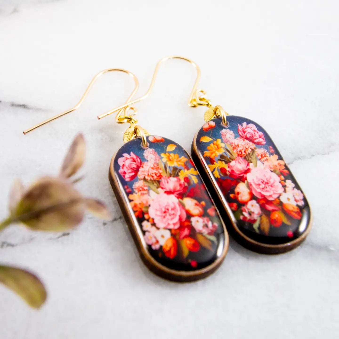 Moody Floral Bouquet Oblong Earrings