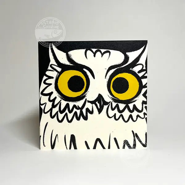 Focused Owl Emote Mini Notecard