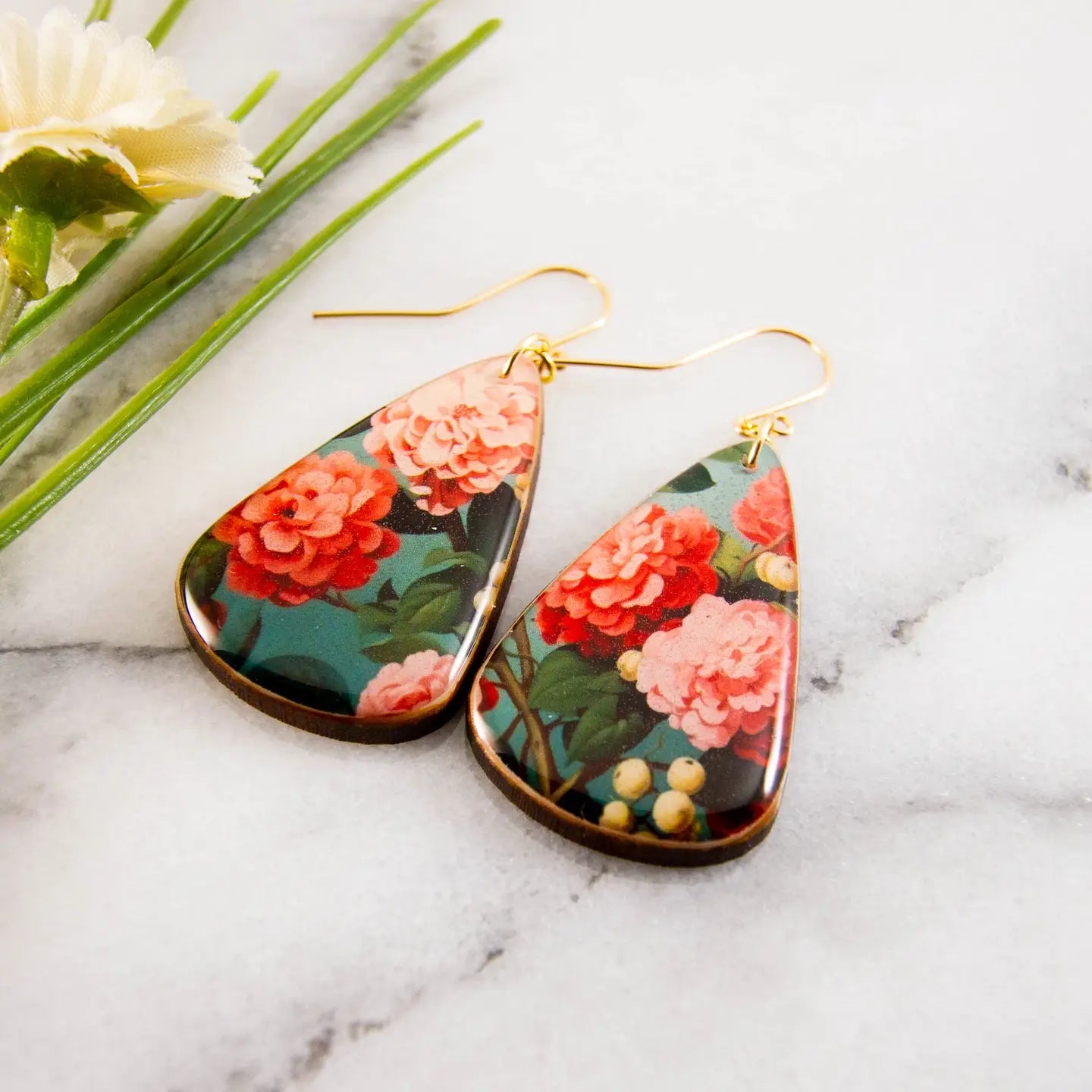Pink Blossom Oversize Teardrop Earrings