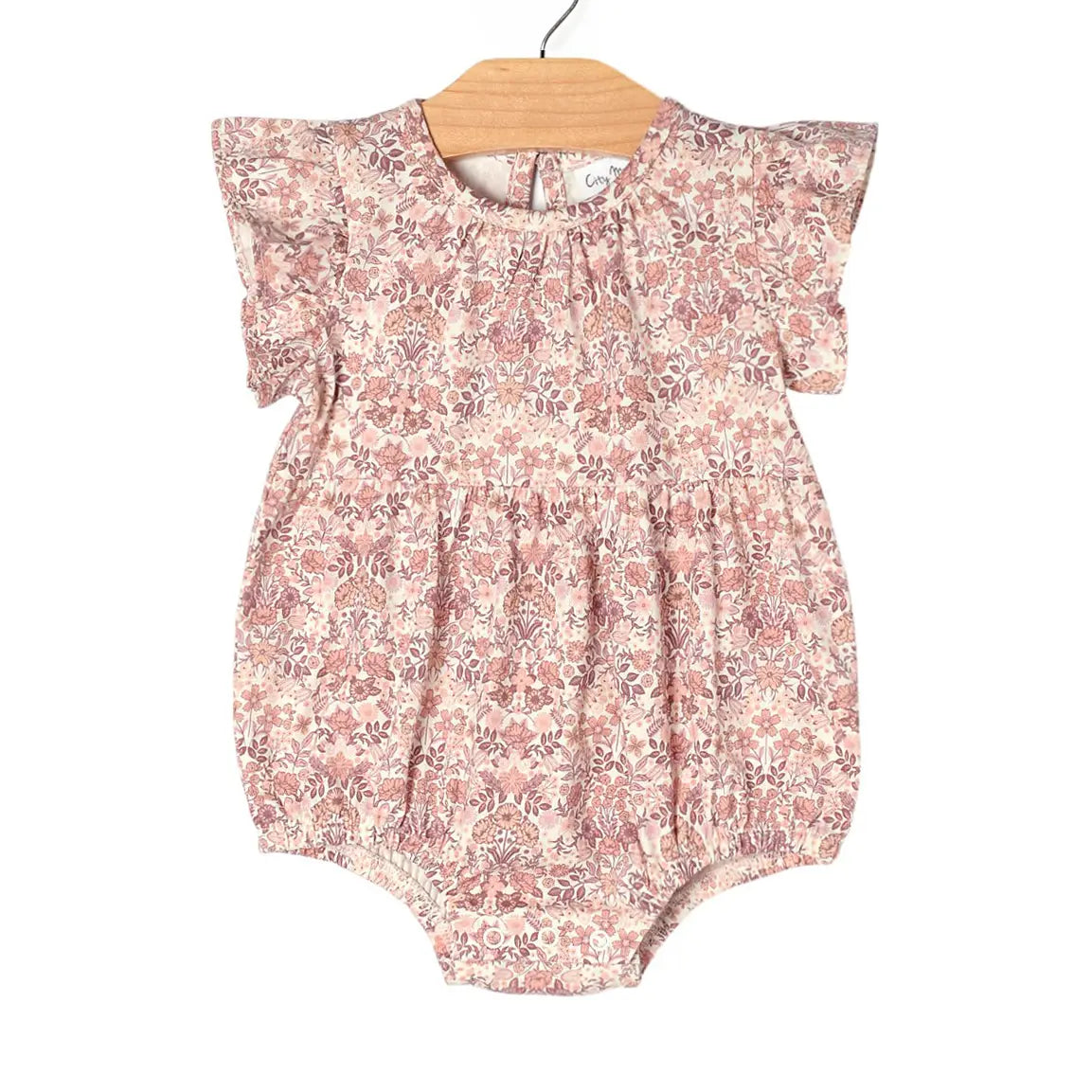 Baby Flutter Sleeve Short Romper - Spring Bouquet