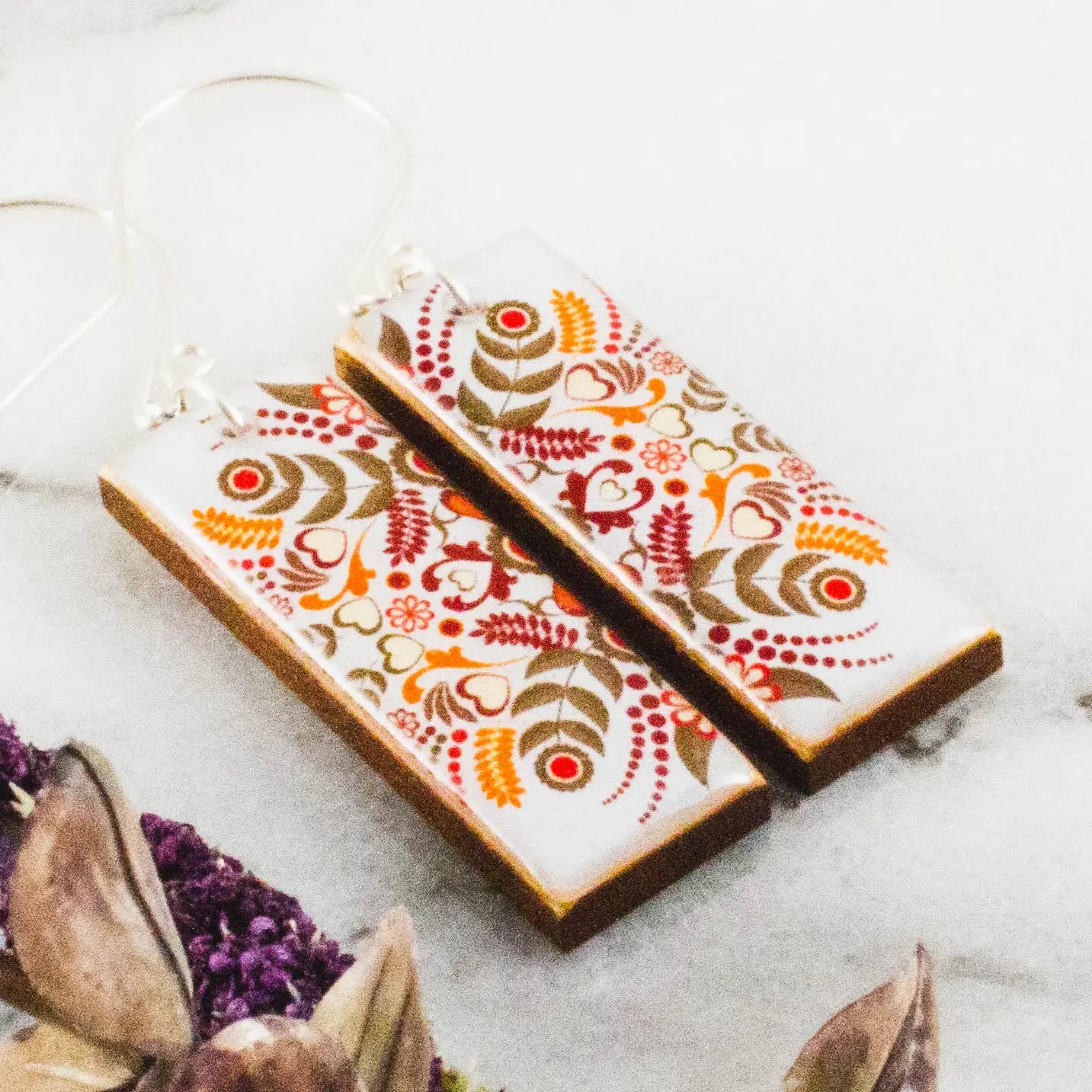 Swedish Floral Rectangle Earrings