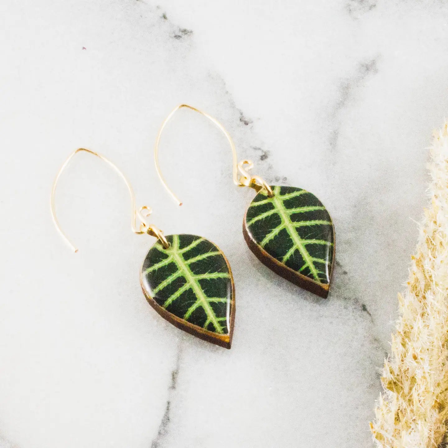 Small Alocasia Tropical Leaf Earrings
