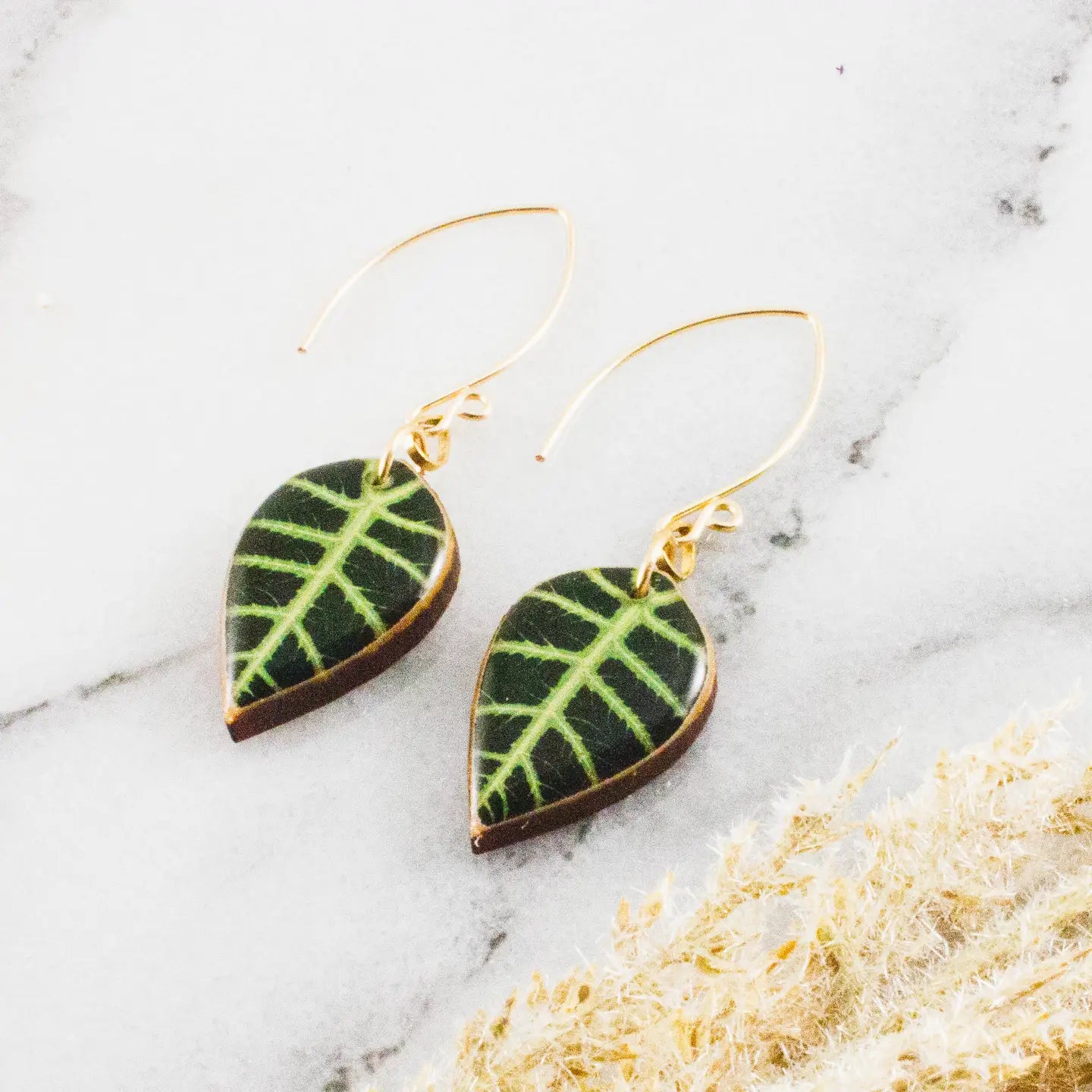 Small Alocasia Tropical Leaf Earrings