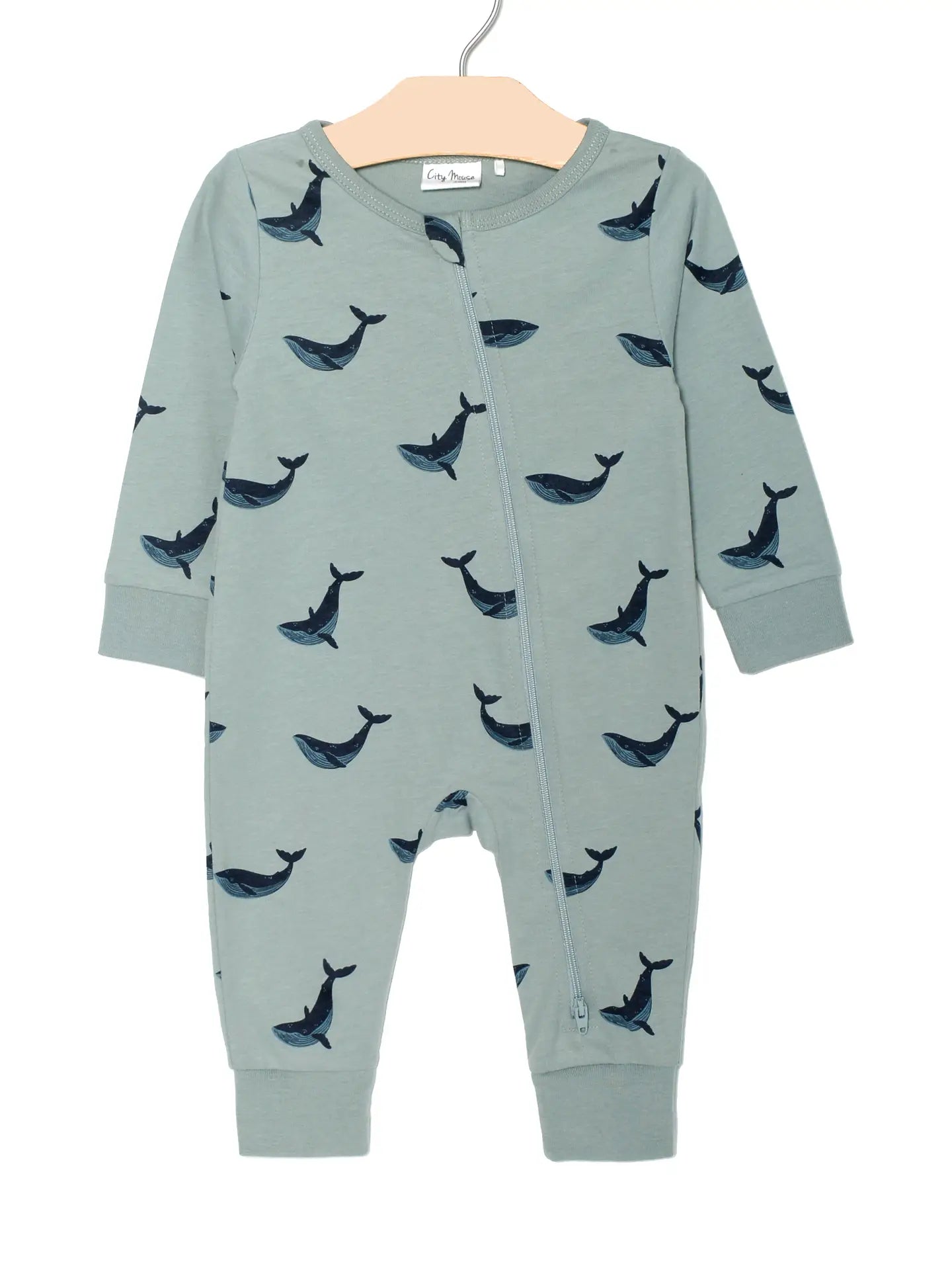 Baby Zip Romper - Blue Whales