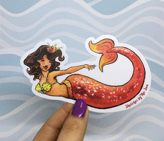 Ruby Mermaid Sticker