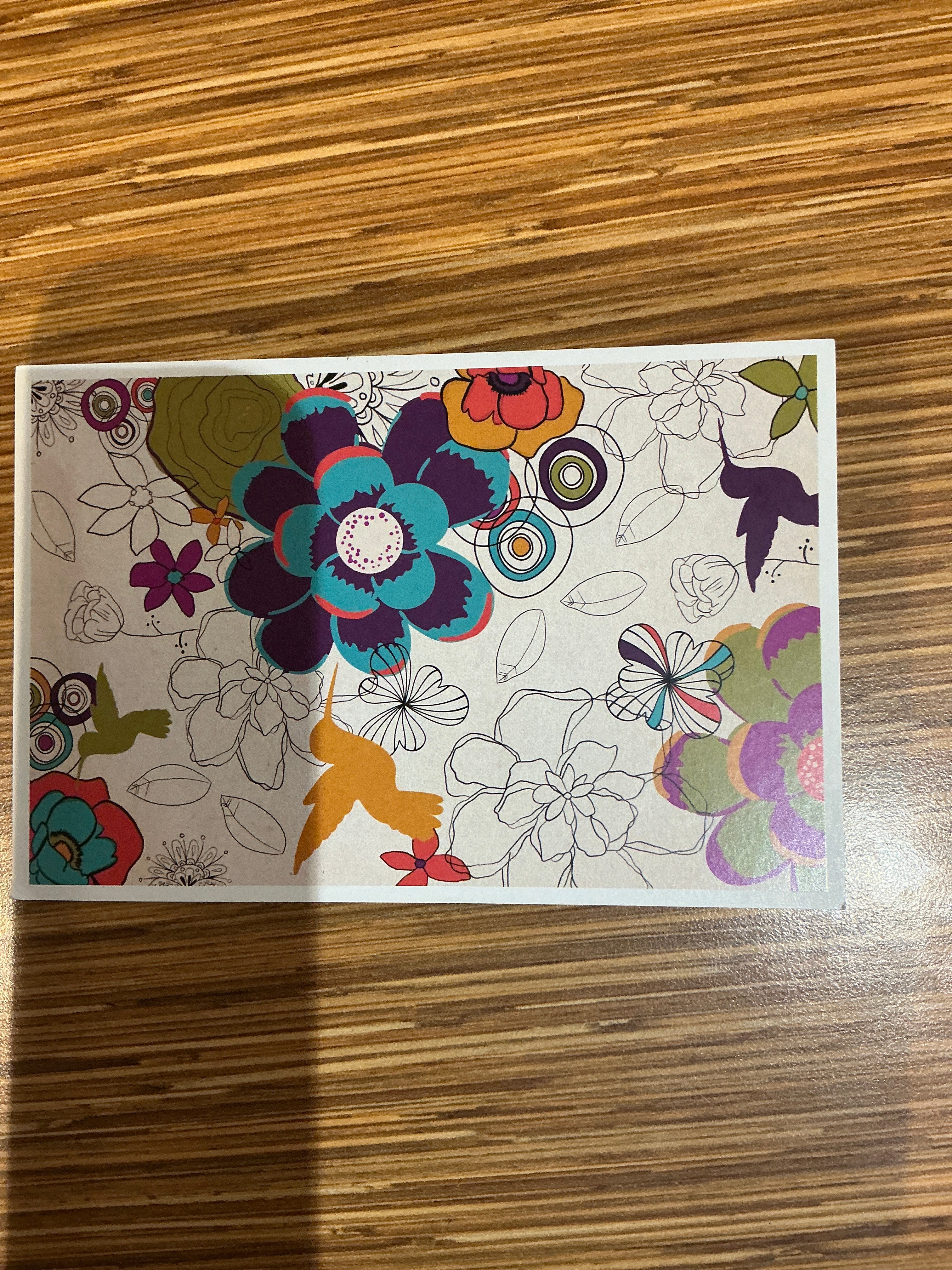 Hummingbird and Flower pattern- Postcard