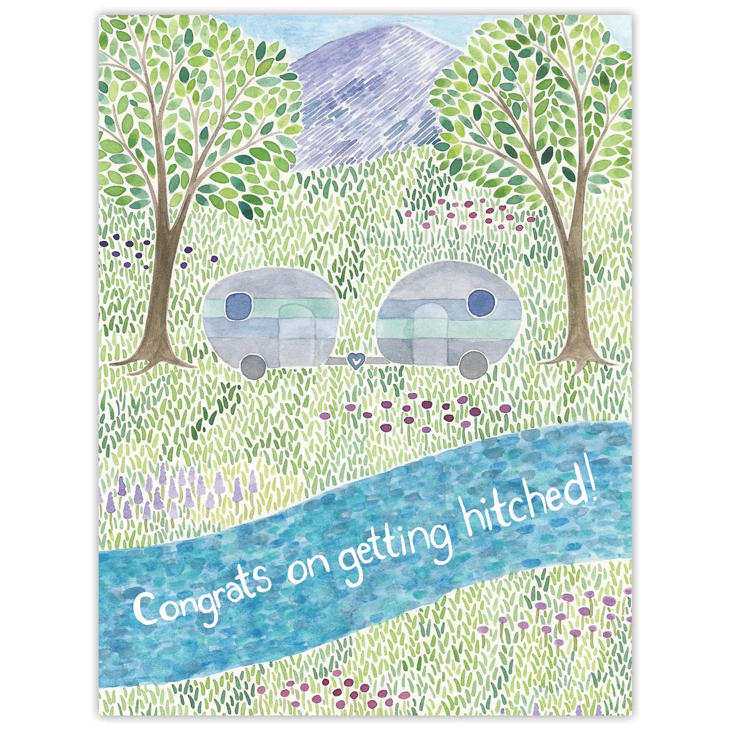 Hitched Camper Wedding Card - Congratulations Card