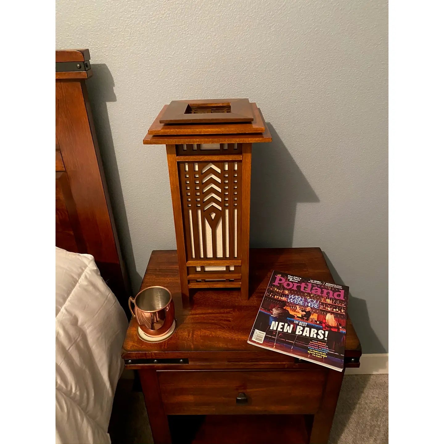 Tree of Life Table Lamp - Walnut Mahogany - Large