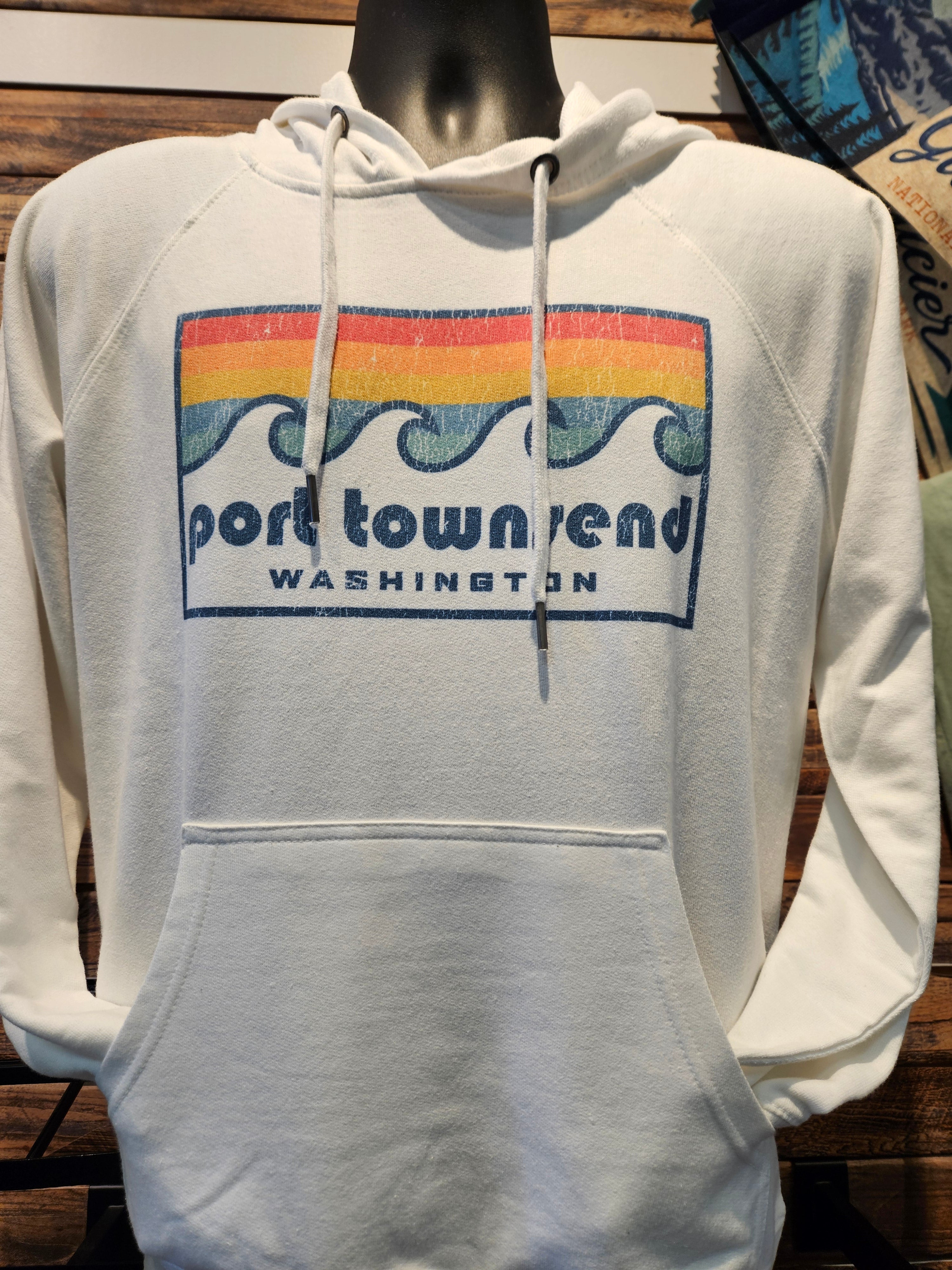 Port Townsend Waves and Stripes Hoodie | White